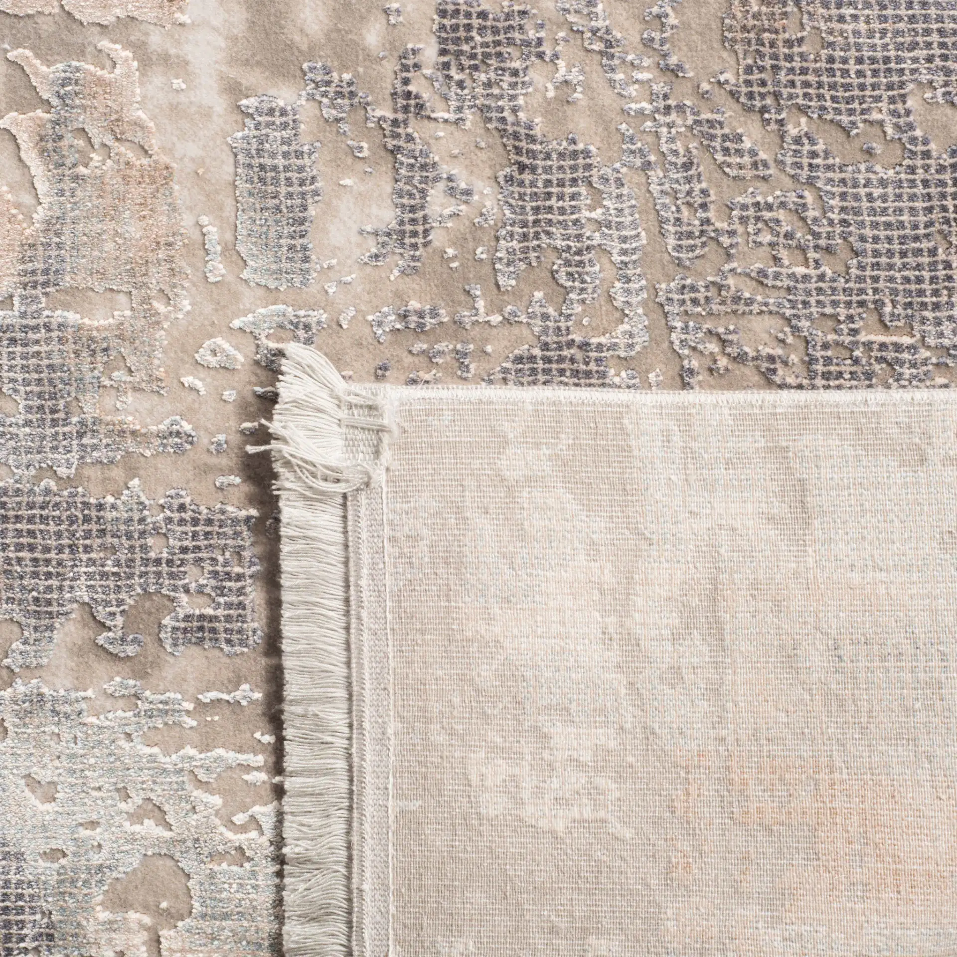 Eclipse Abstract Rug in Beige / Brown in a styled room