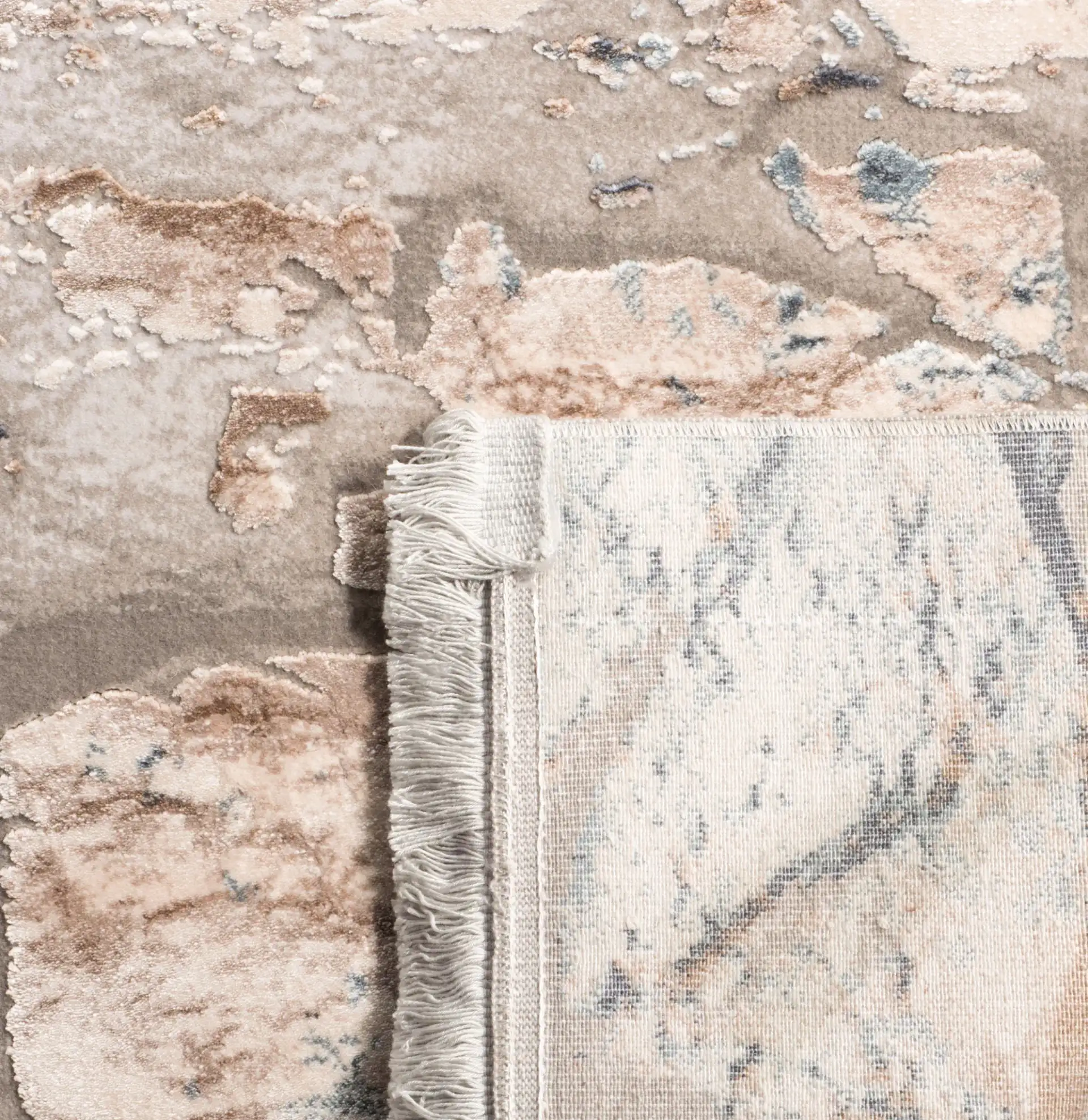 Eclipse Stone Wall Rug in Beige / Light Gray in a styled room