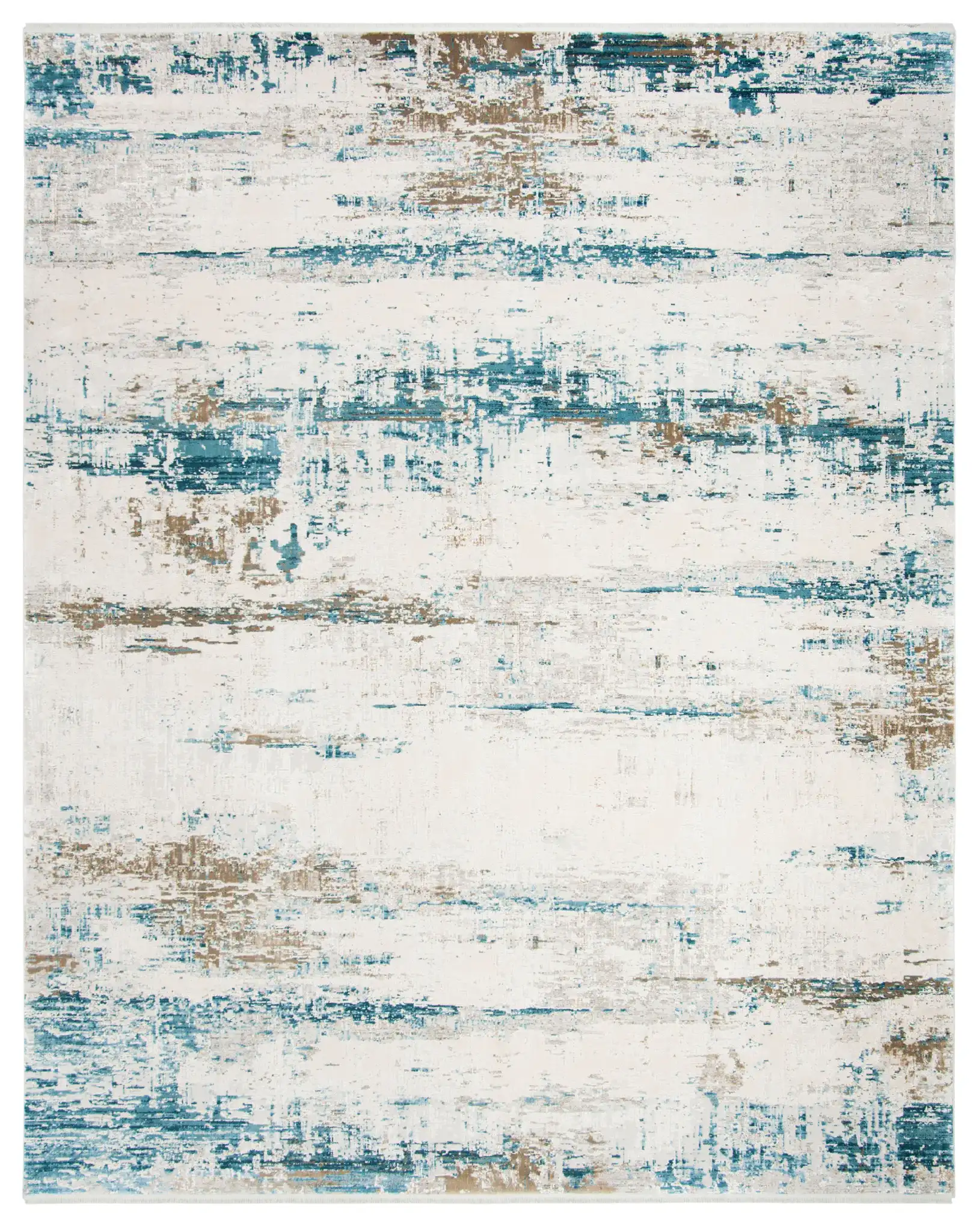 Eclipse Abstract Banded Rug in Beige / Blue