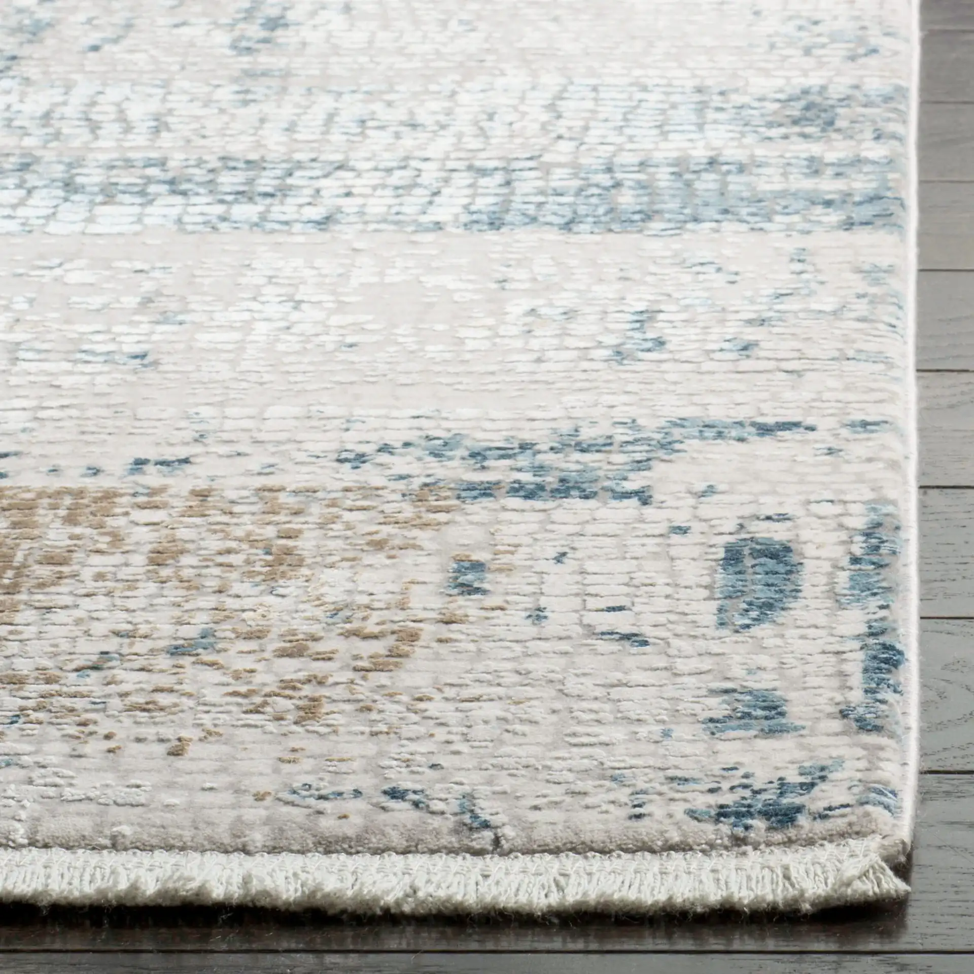 Eclipse Abstract Grid Rug in Beige / Light Gray in a styled room