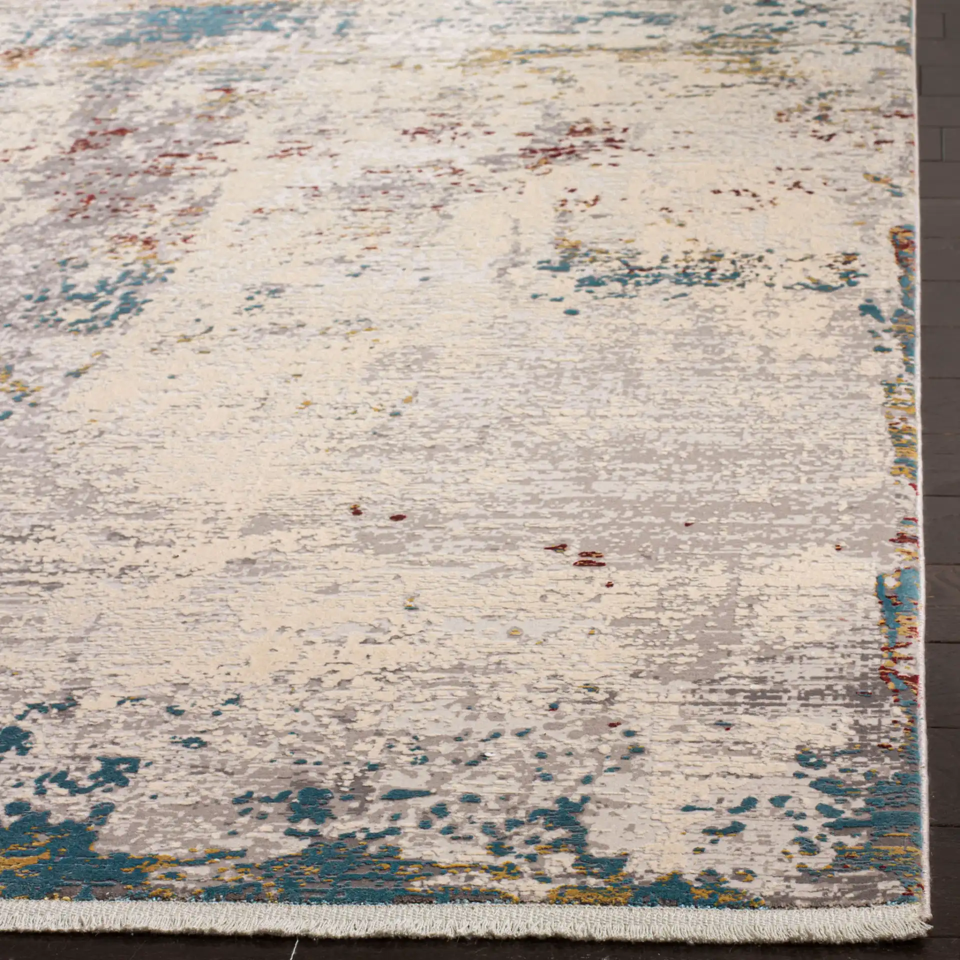 Eclipse Modernist Abstract Rug in Light Gray / Beige in a styled room