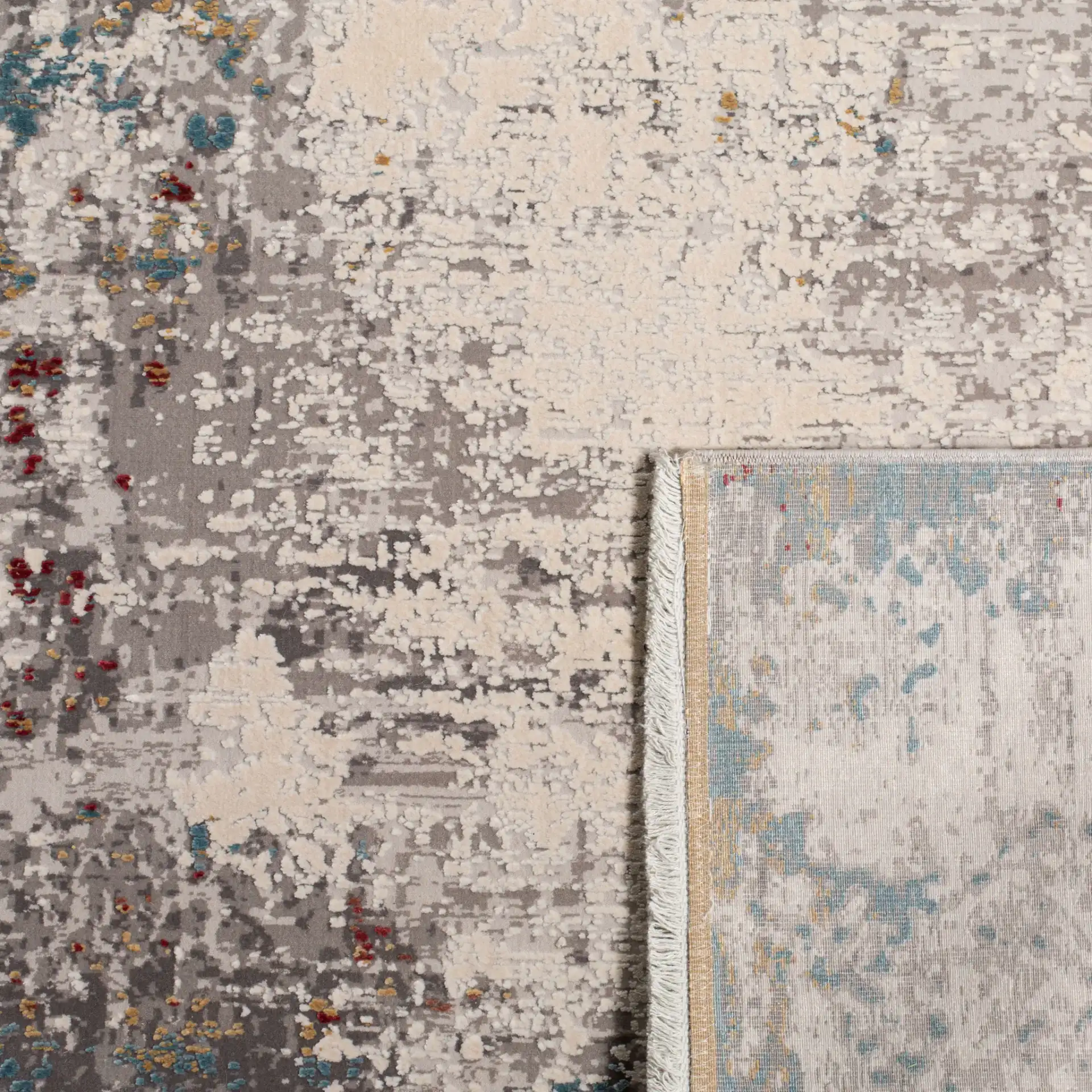 Eclipse Modernist Abstract Rug in Light Gray / Beige in a styled room