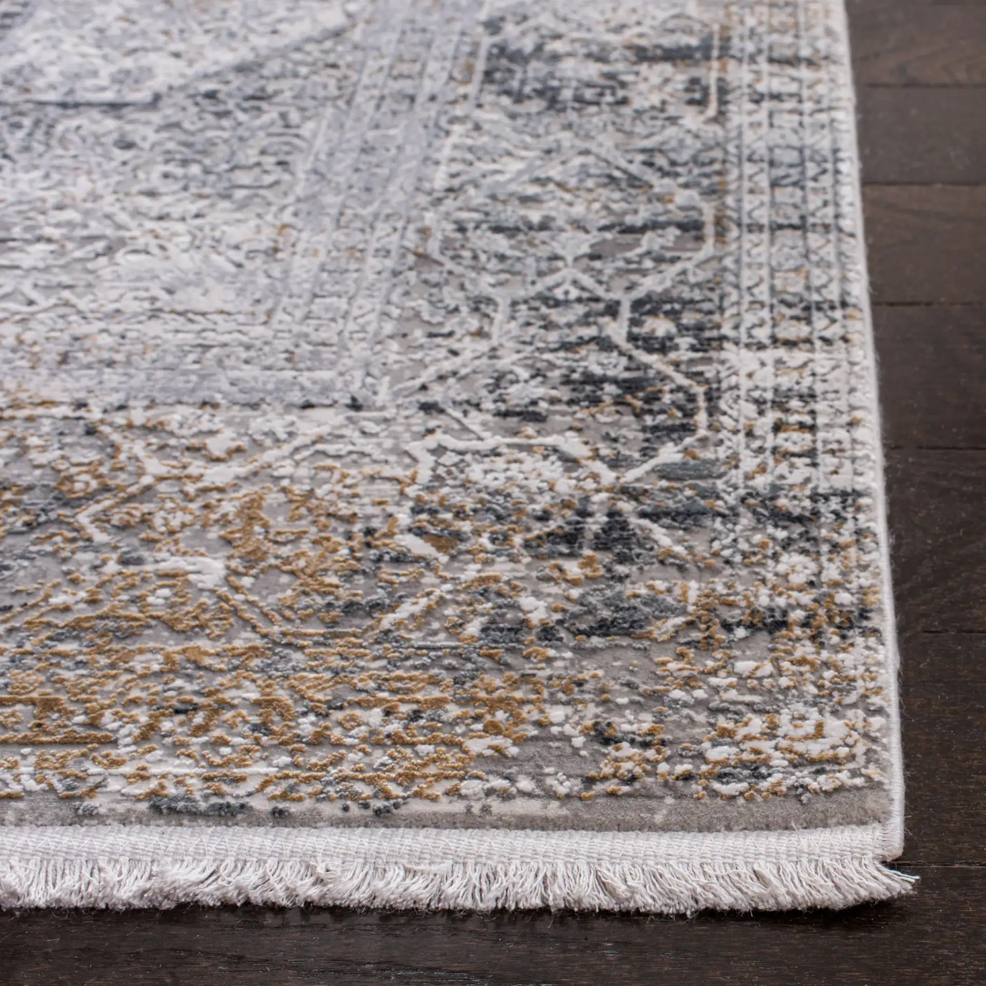 Eclipse Medallion Rug in Light Gray / Gray in a styled room