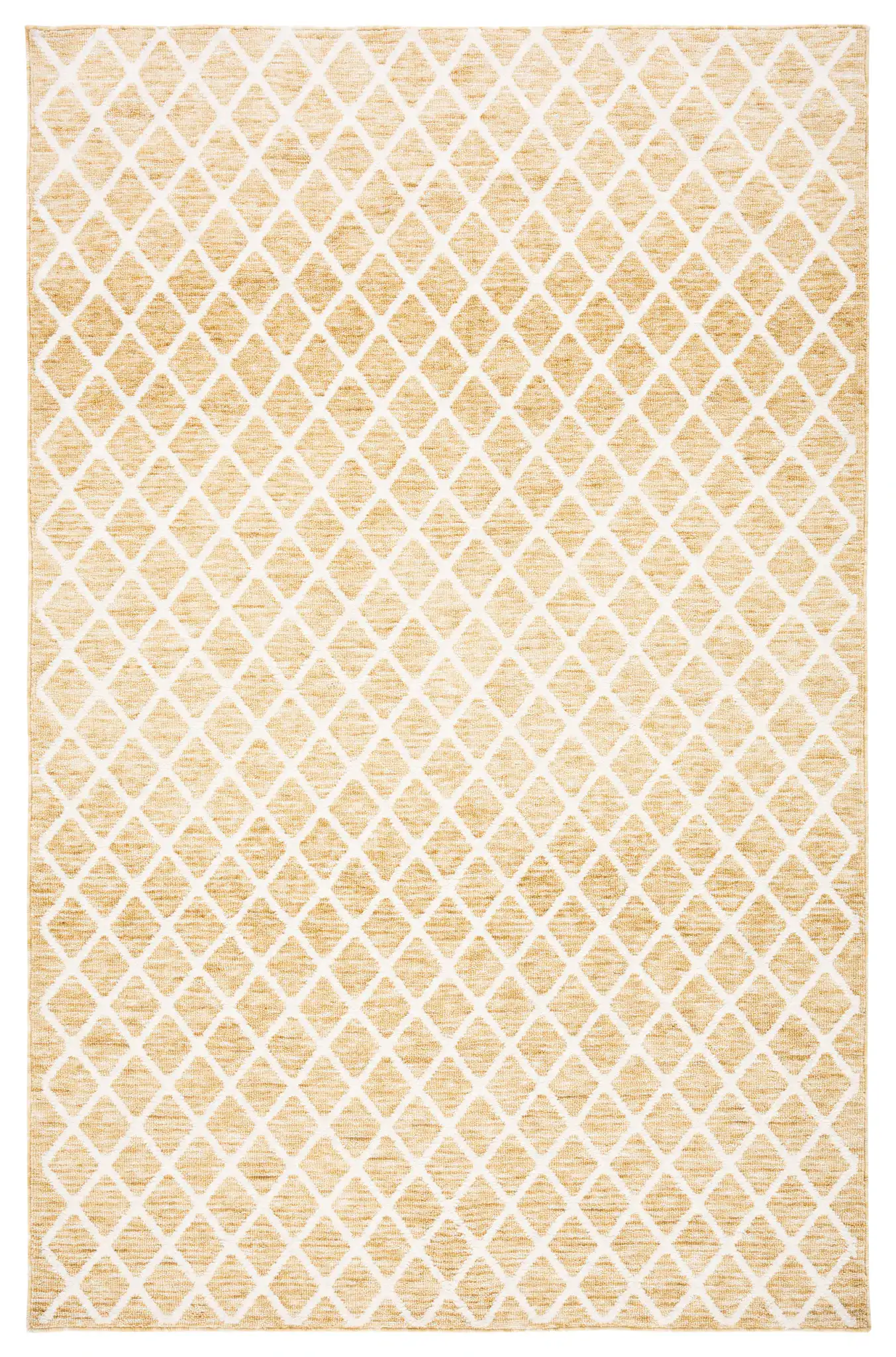 Easy Care Allover Trellis Washable Rug in Gold / Ivory