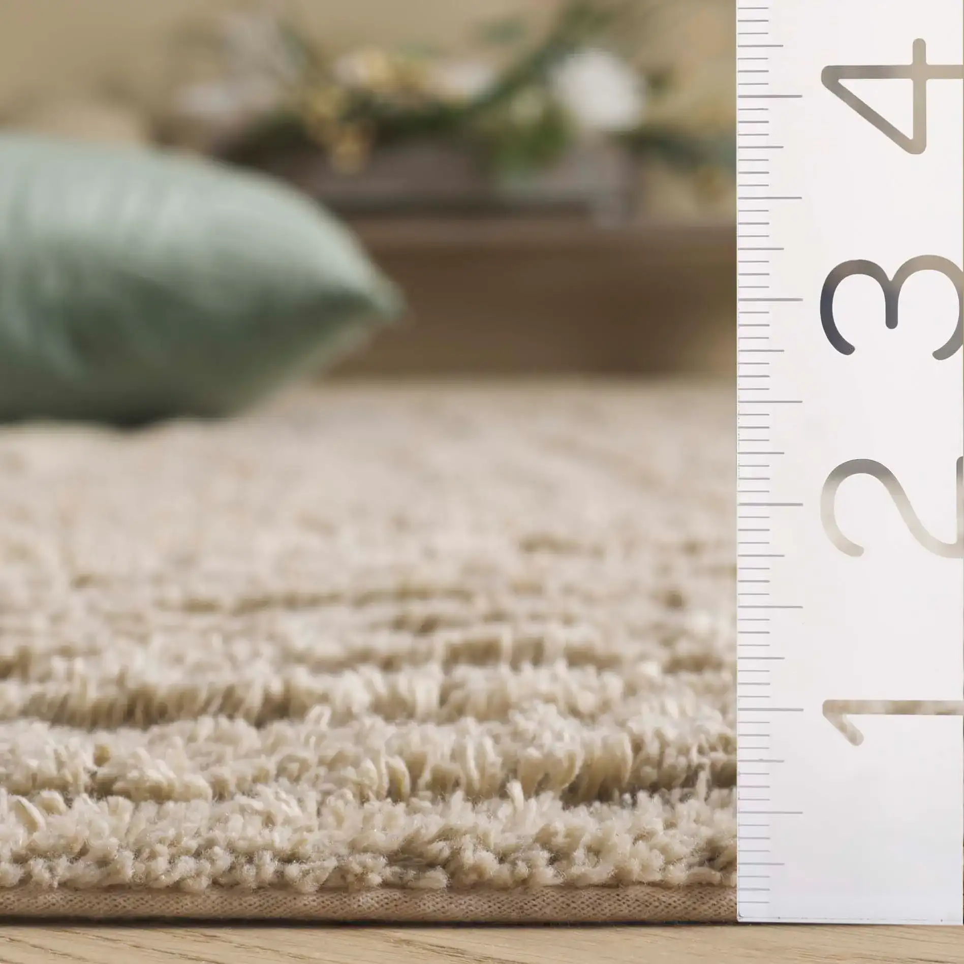 Easy Care Concentric Borders Cotton Washable Rug in Sage in a styled room
