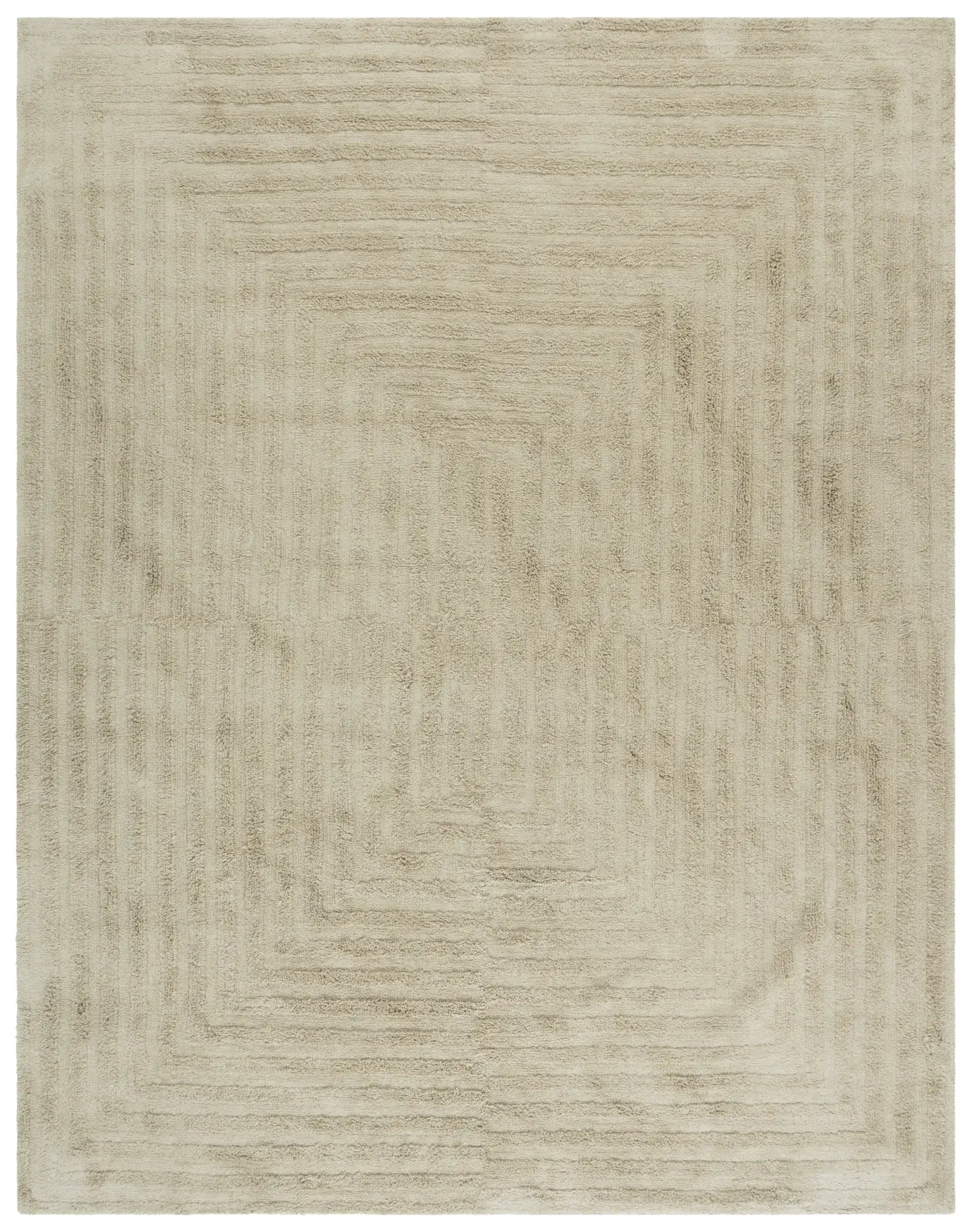 Easy Care Concentric Borders Cotton Washable Rug in Sage