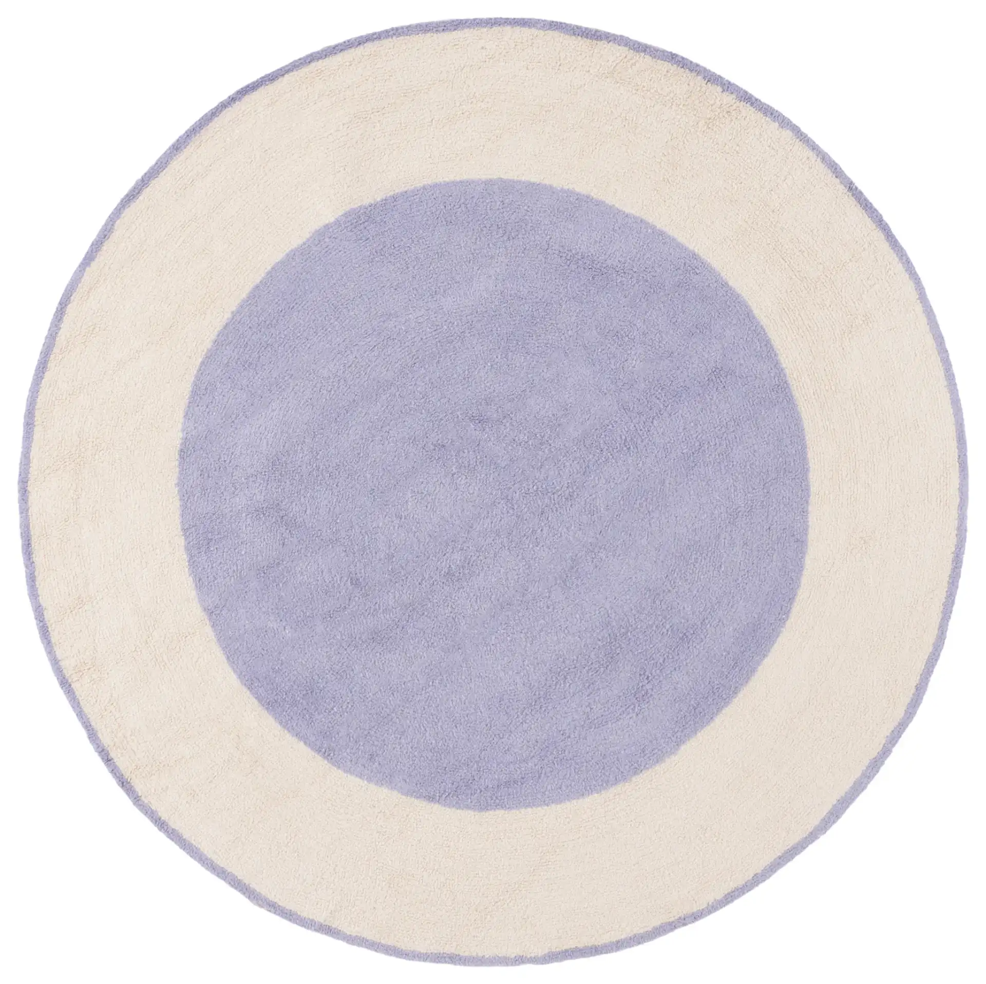 Easy Care Bordered Hand-Tufted Cotton Washable Rug in Ivory / Lilac