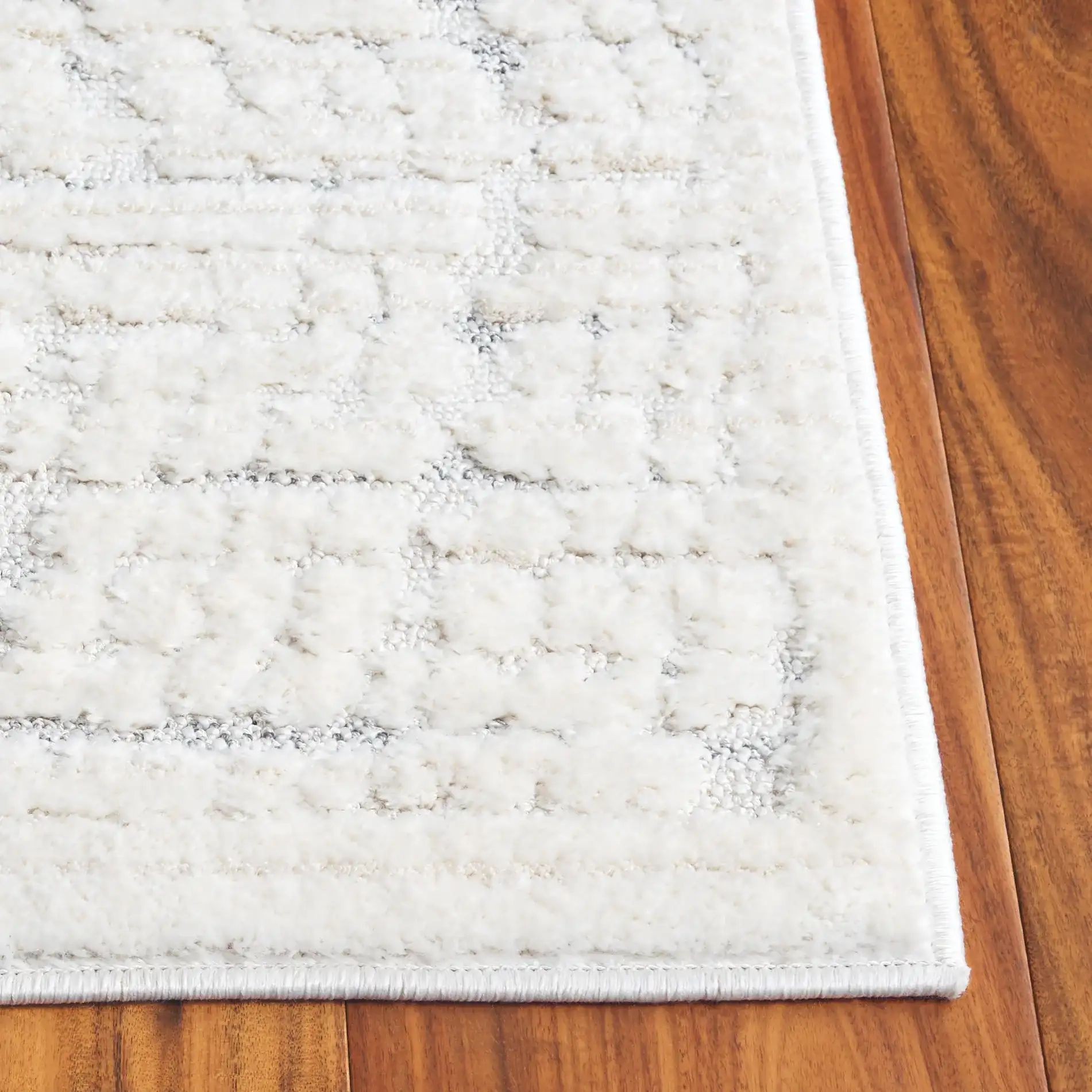 Elmhurst Linear Rug in Ivory / Gray in a styled room