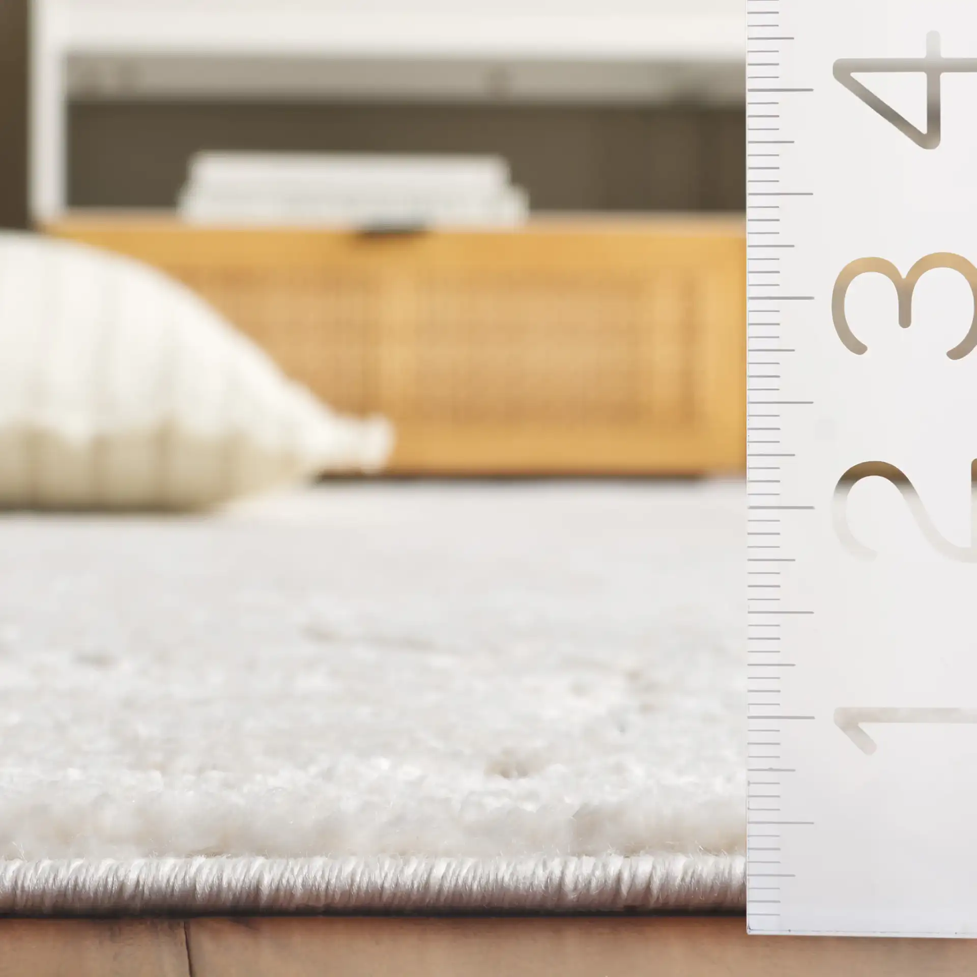 Elmhurst Linear Rug in Ivory / Gray in a styled room