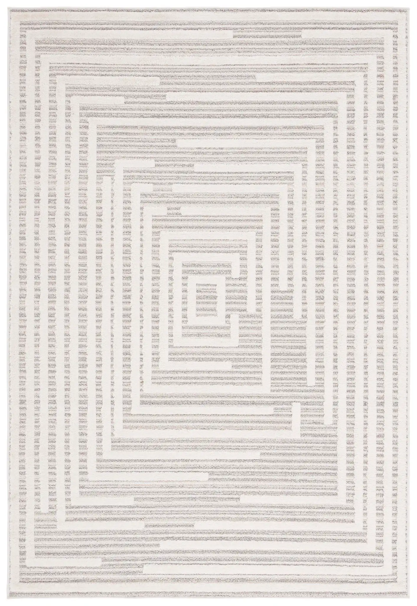 Elmhurst Concentric Square Rug in Ivory / Gray