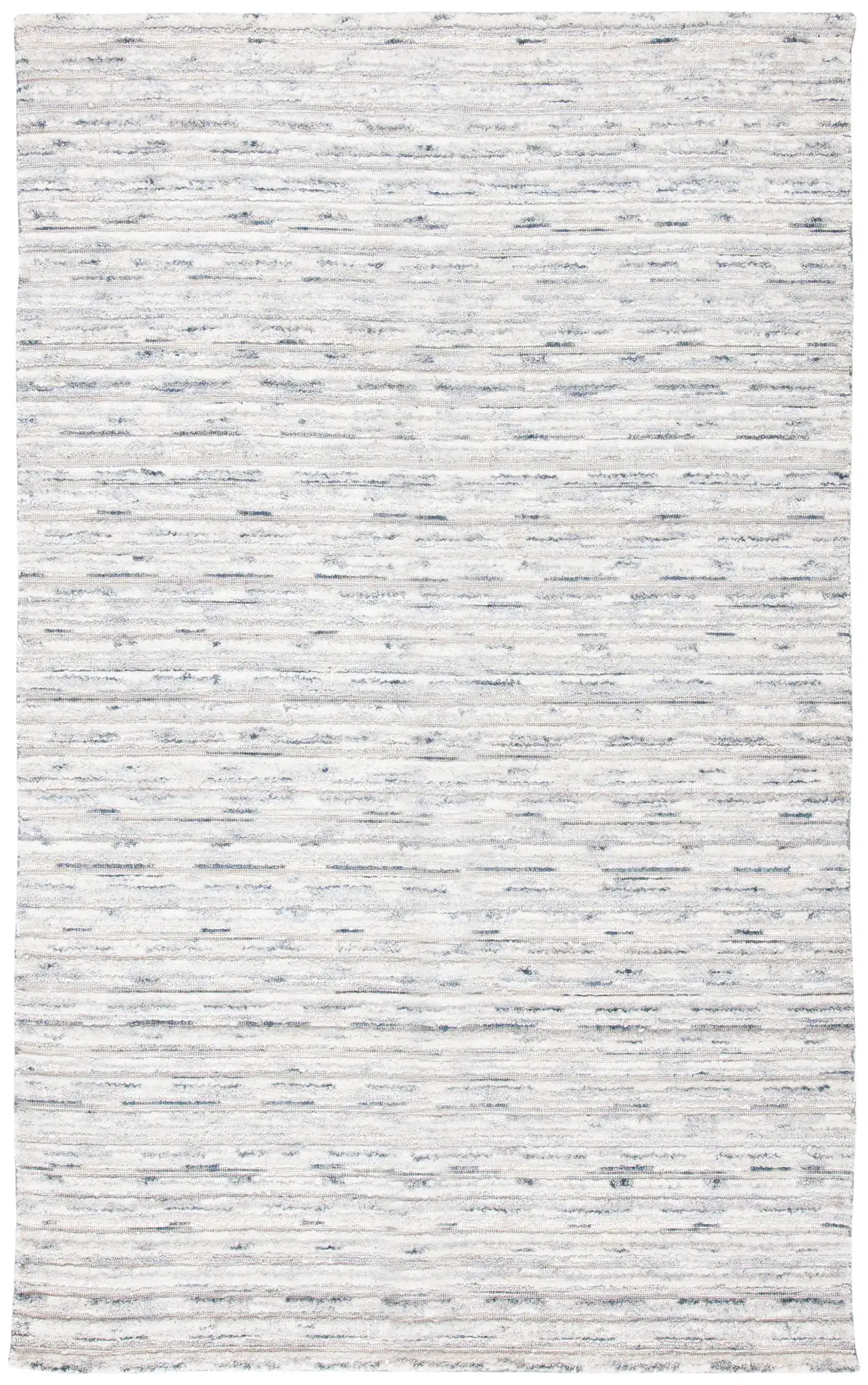 Elements Scandinavian Striped Loom-Knotted Bamboo Silk Rug in Blue / Ivory, detail view