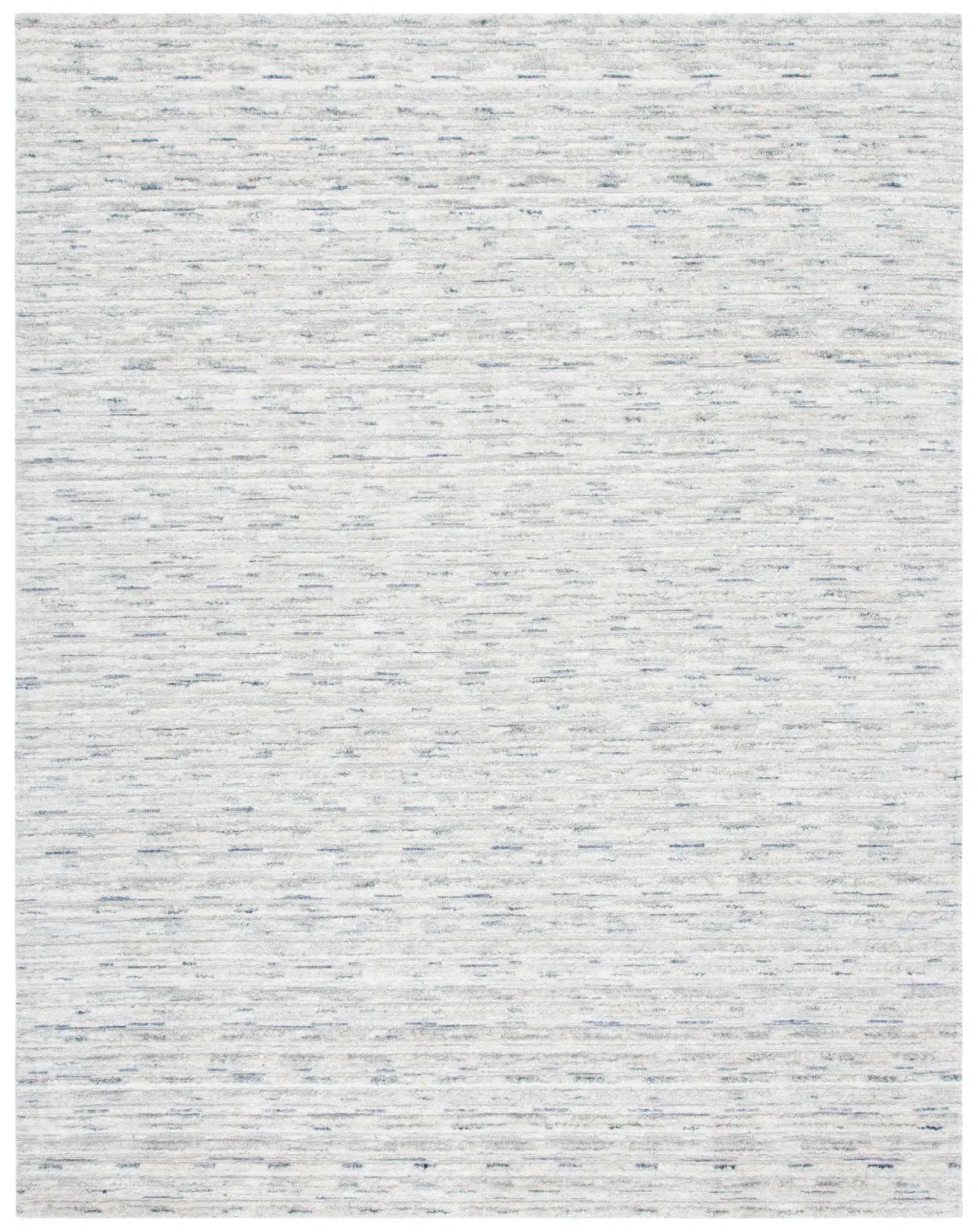Elements Scandinavian Striped Loom-Knotted Bamboo Silk Rug in Blue / Ivory