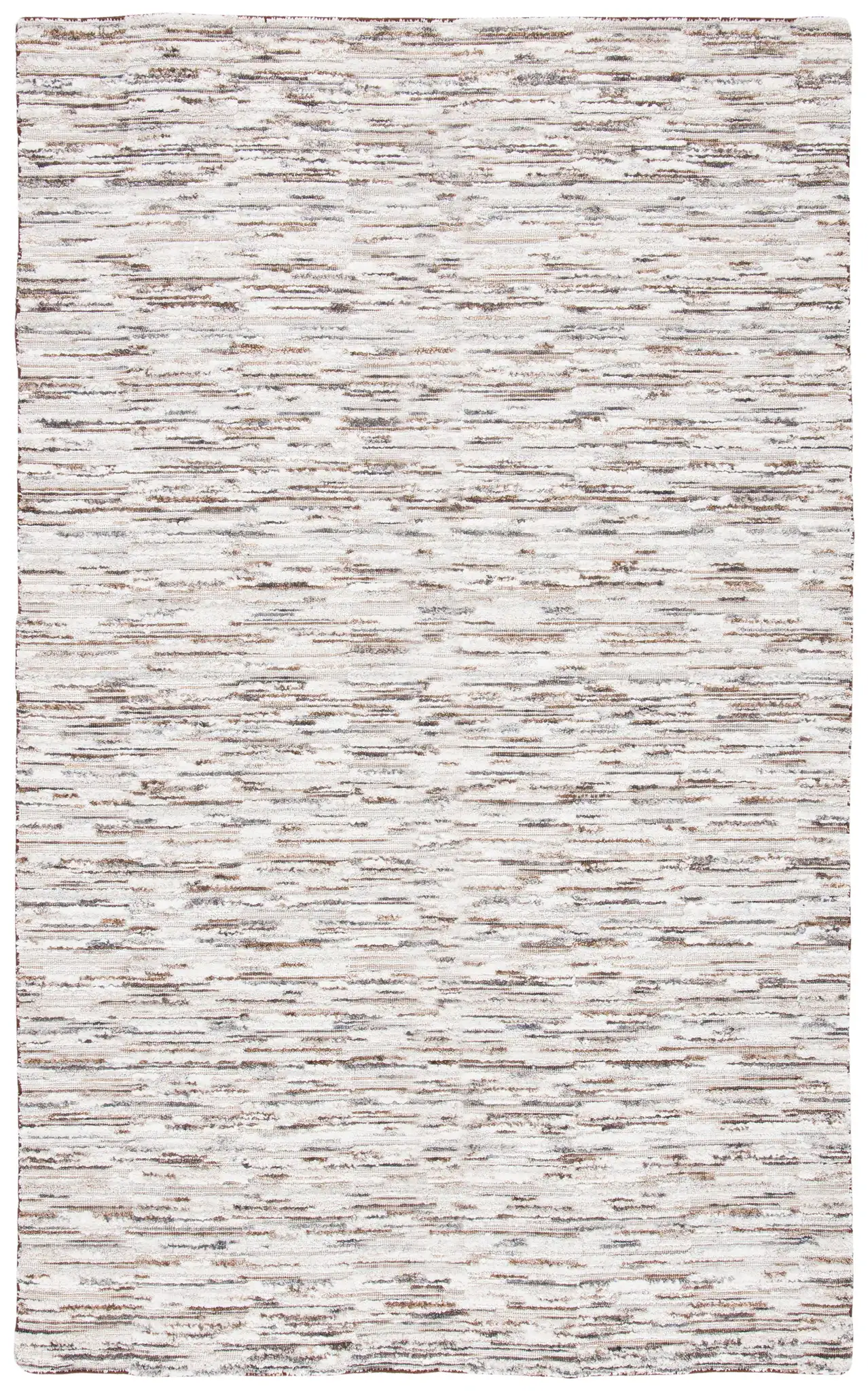 Elements Broken Stripe Loom-Knotted Bamboo Silk Rug in Brown / Light Gray