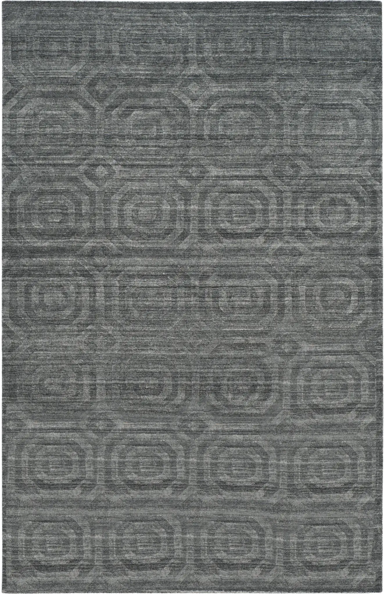 Elements Concentric Ring Loom-Knotted Rug in Dark Gray