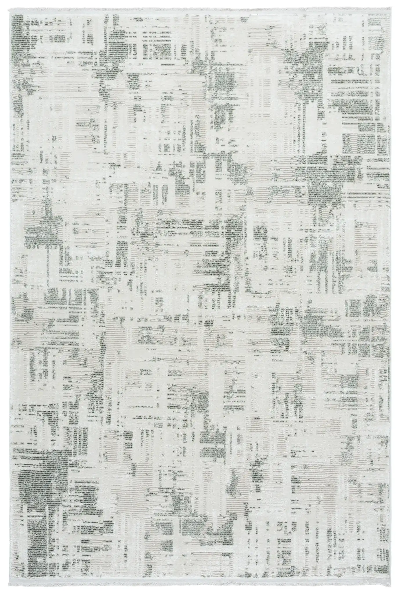 Emerald Abstract Grid Rug in Green / Ivory
