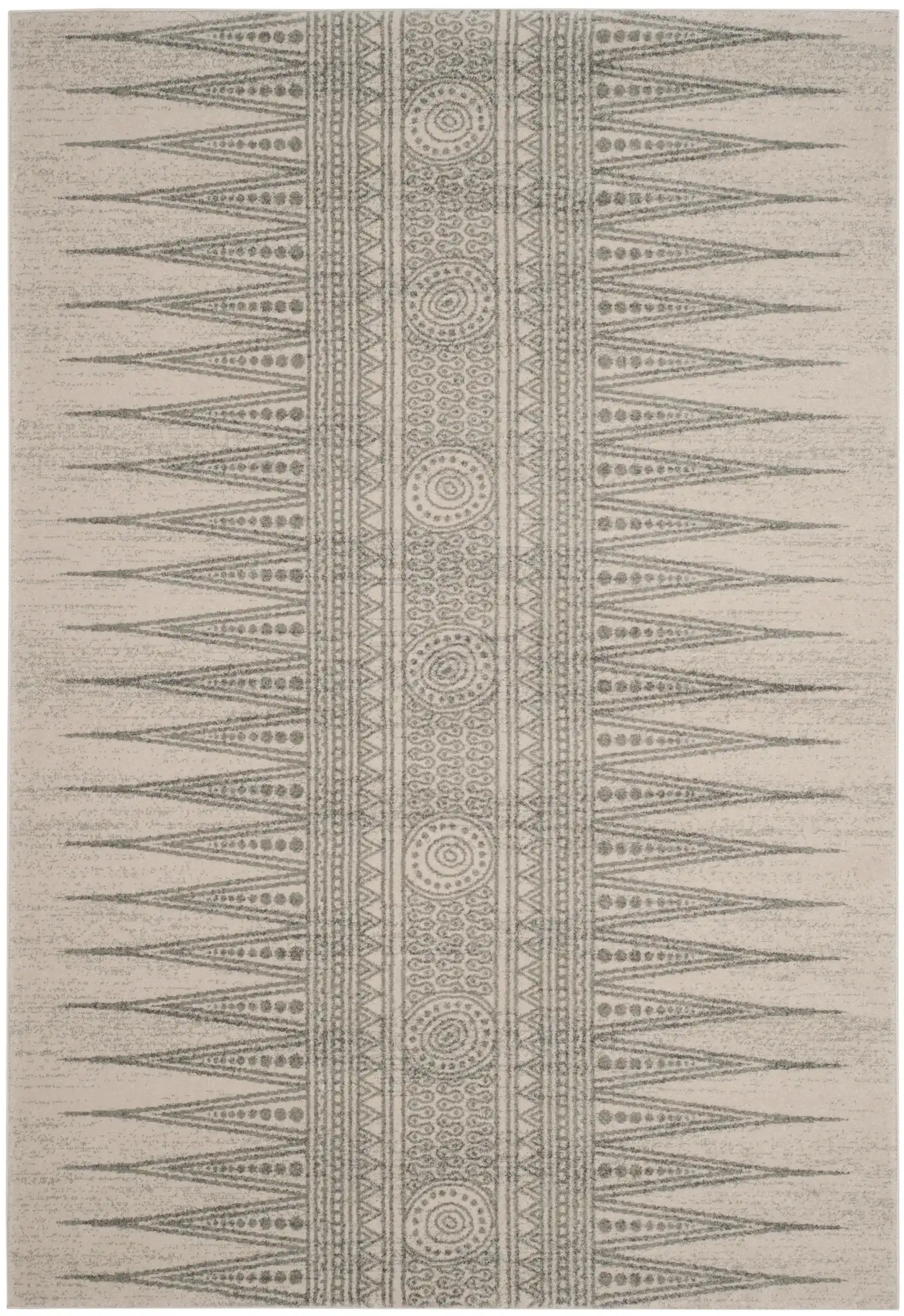 Evoke Spiked Band Rug in Ivory / Silver, detail view