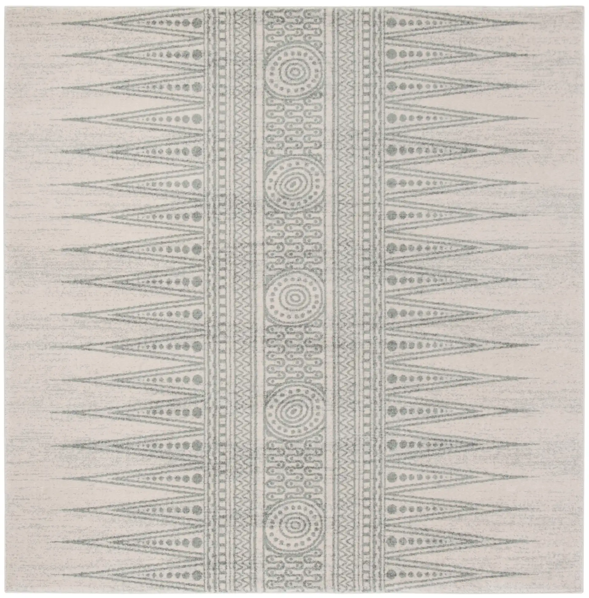 Evoke Spiked Band Rug in Ivory / Silver
