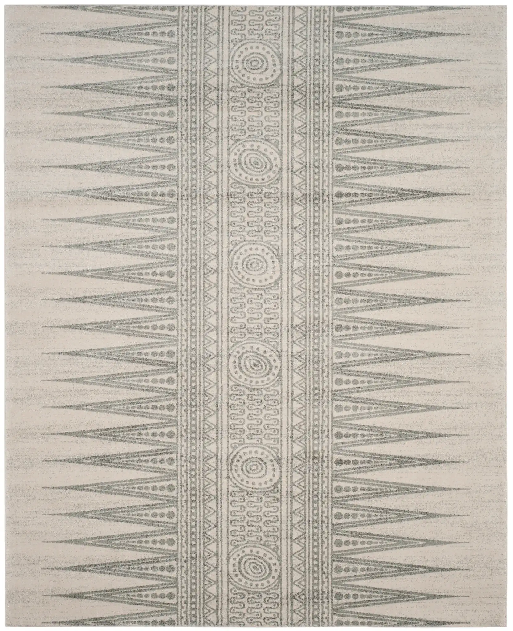 Evoke Spiked Band Rug in Ivory / Silver, detail view