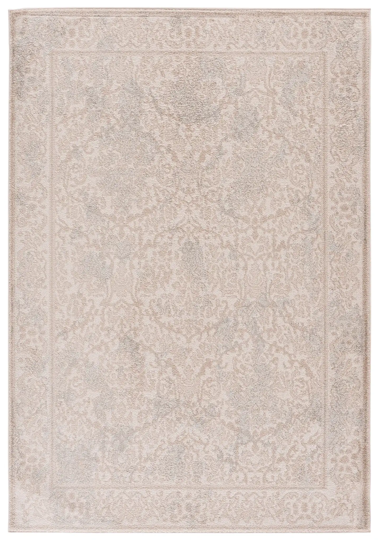 Evoke Distressed Damask Rug in Ivory