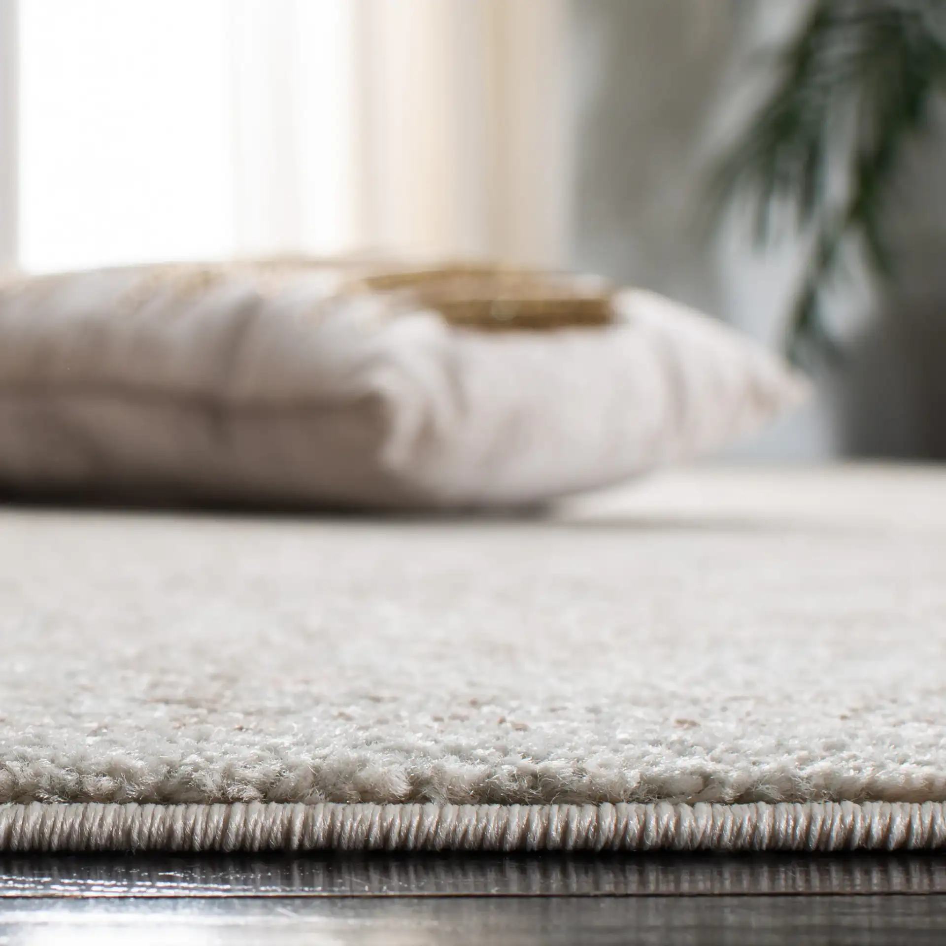 Evoke Distressed Medallion Rug in Ivory / Taupe in a styled room