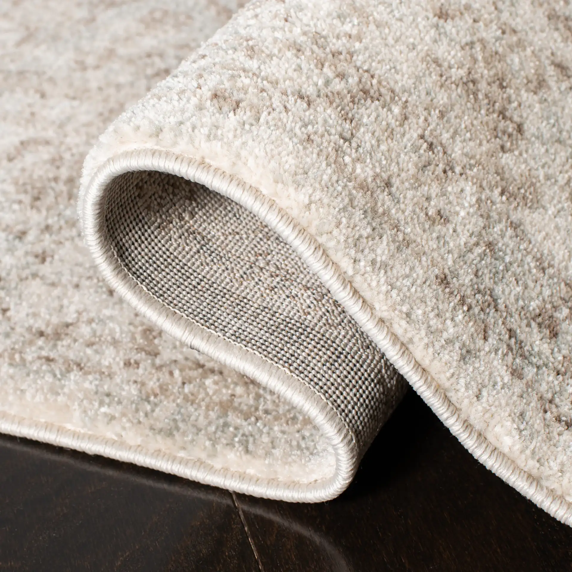 Evoke Distressed Medallion Rug in Ivory / Taupe in a styled room