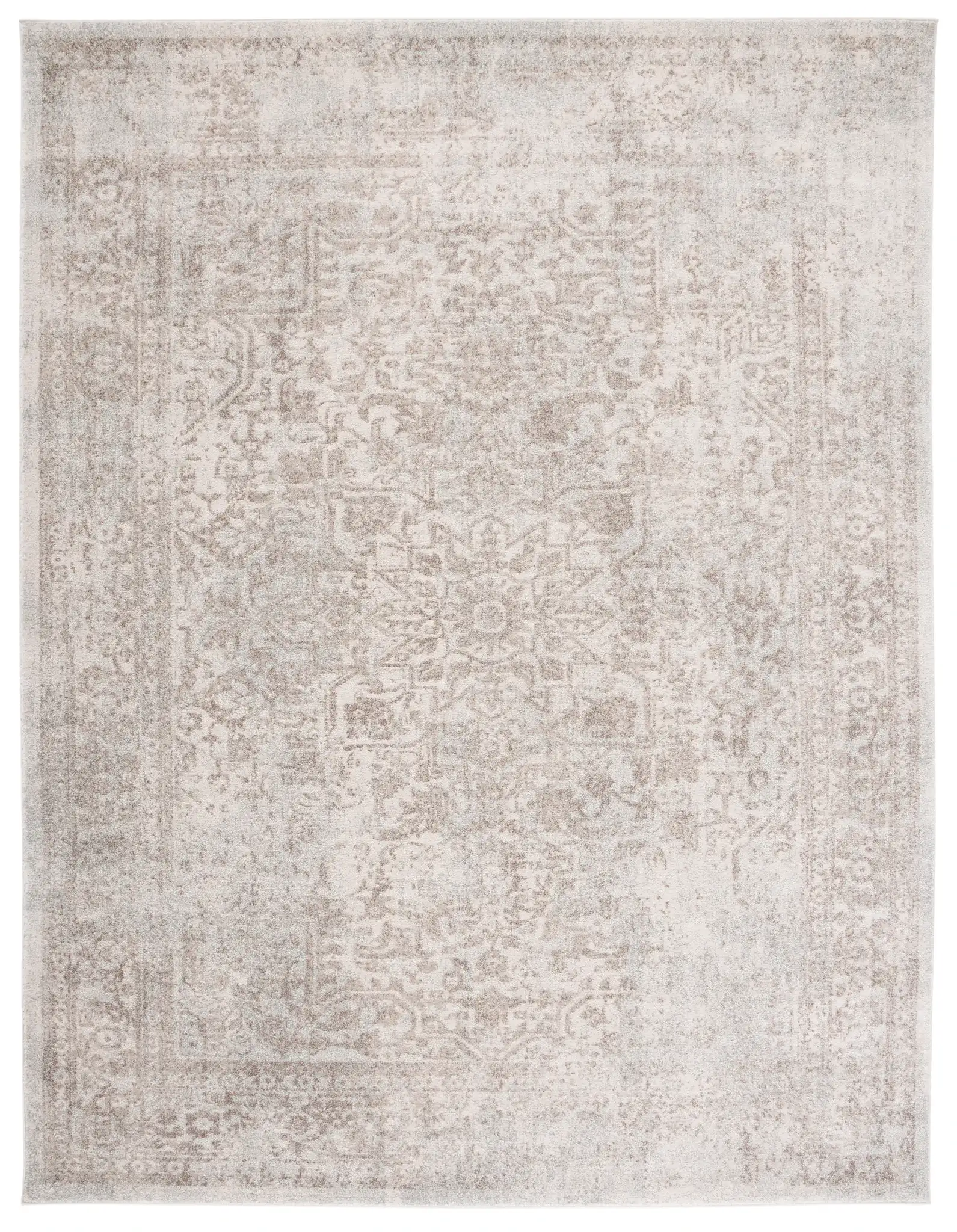 Evoke Distressed Medallion Rug in Ivory / Taupe