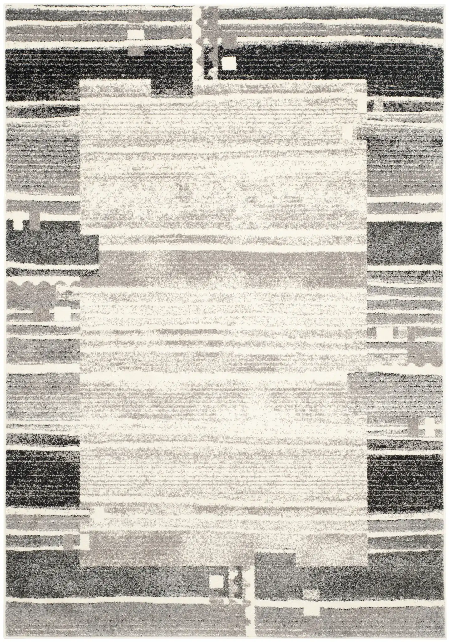 Evoke Modena Abstract Border Rug in Cream / Dark Gray