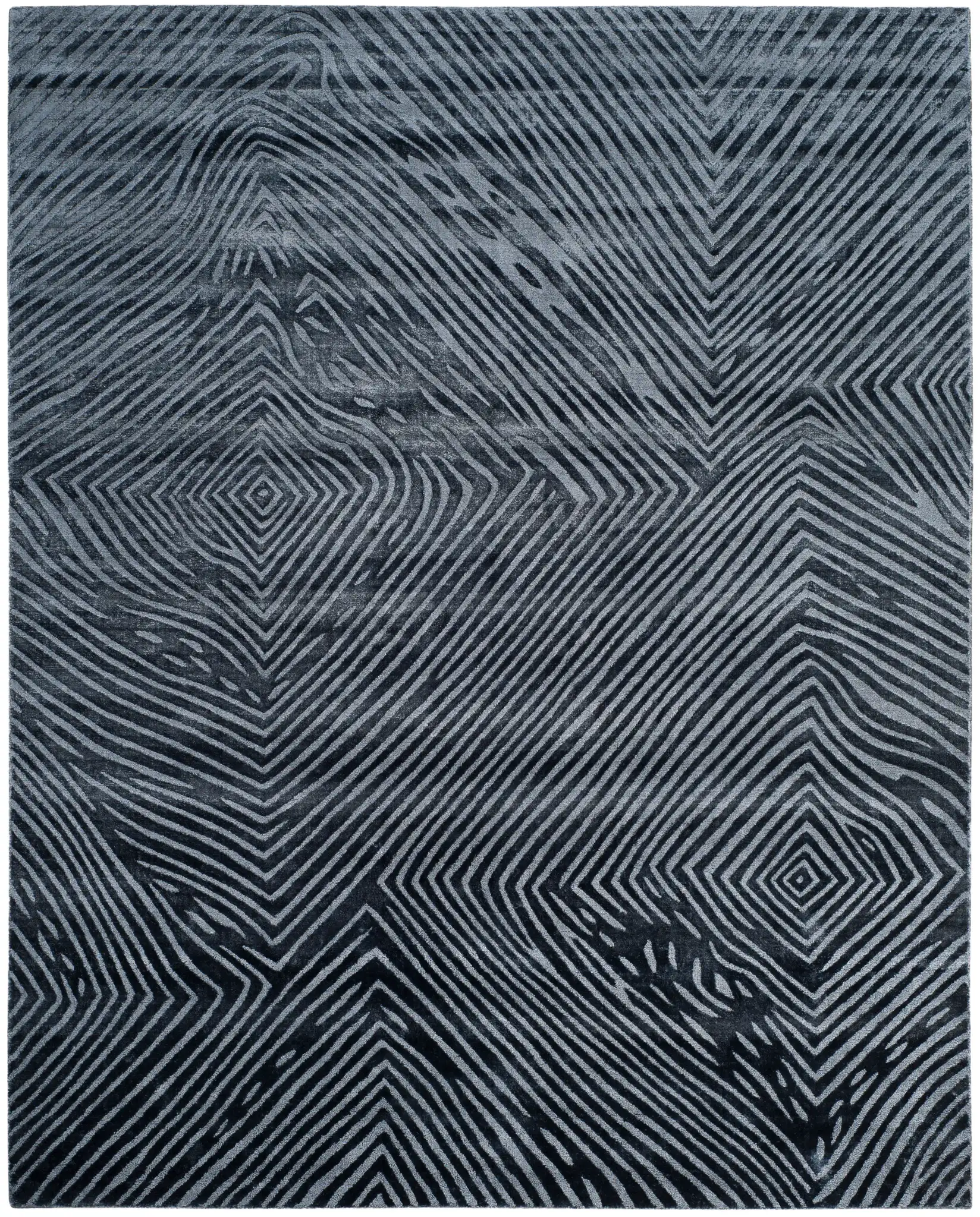 Expression Concentric Diamond Hand-Woven Rug in Dark Gray