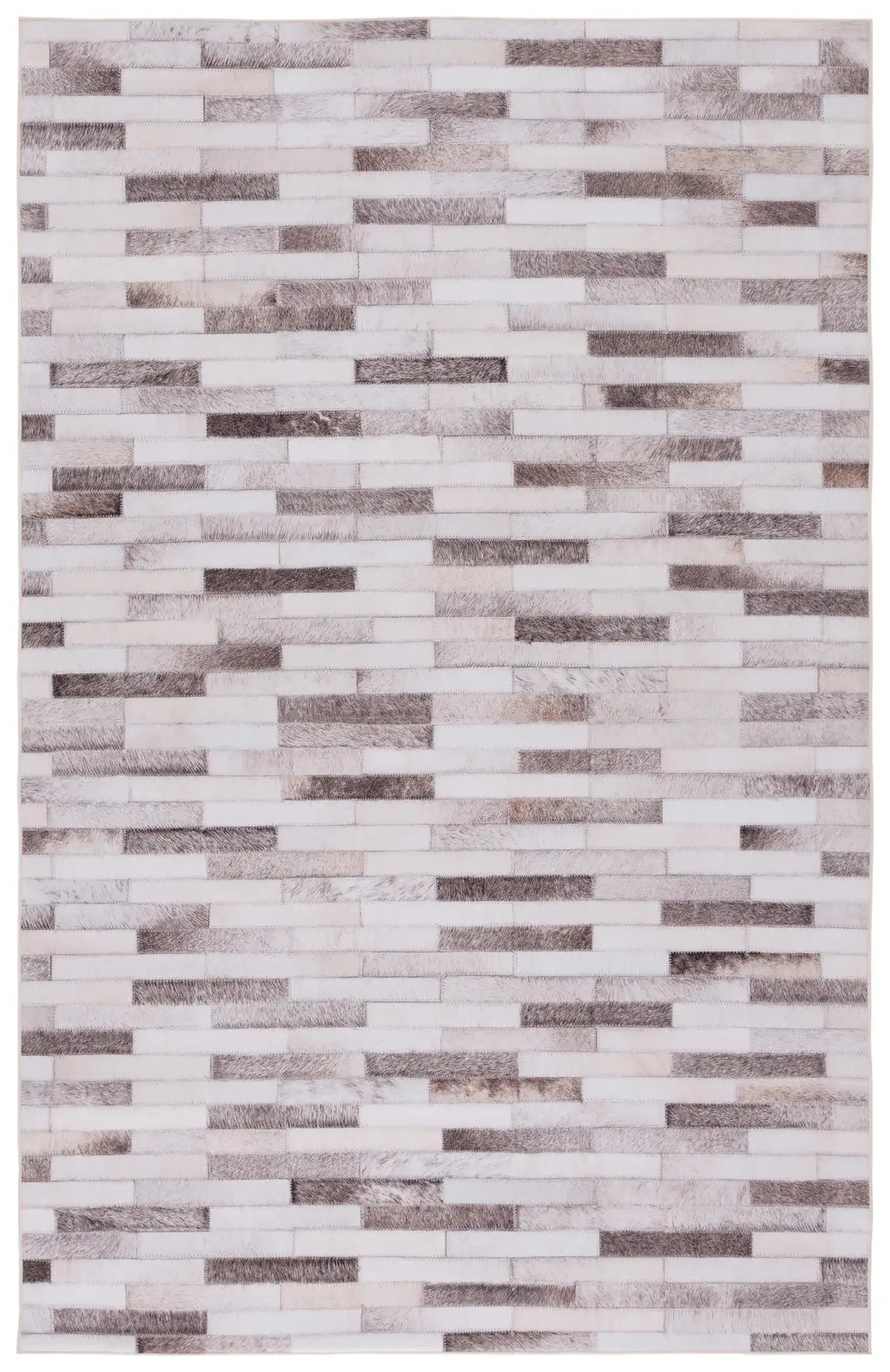 Faux Hide Brick Patchwork Washable Rug in Beige / Brown