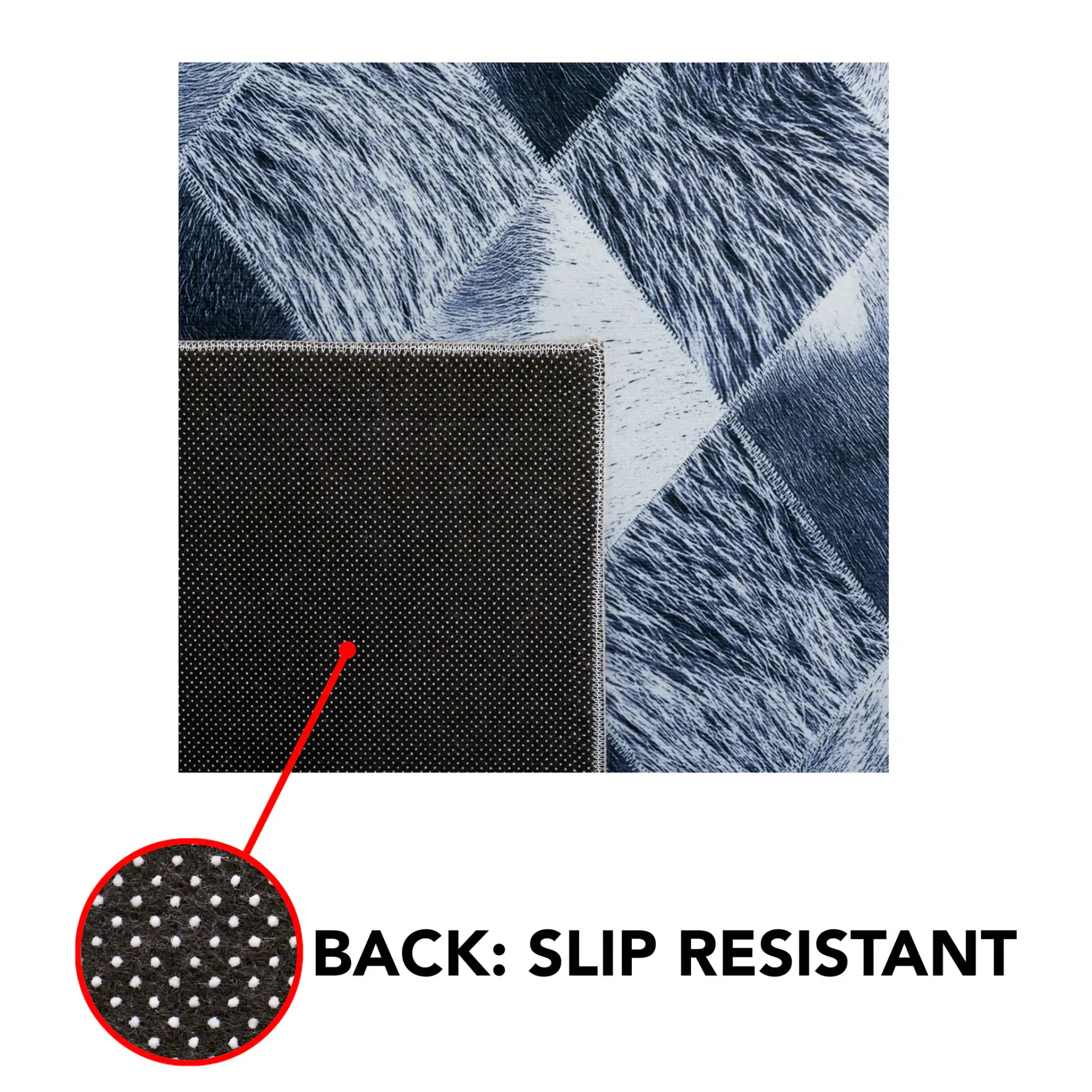 Faux Hide Harlequin Patchwork Washable Rug in Gray / Dark Gray in a styled room