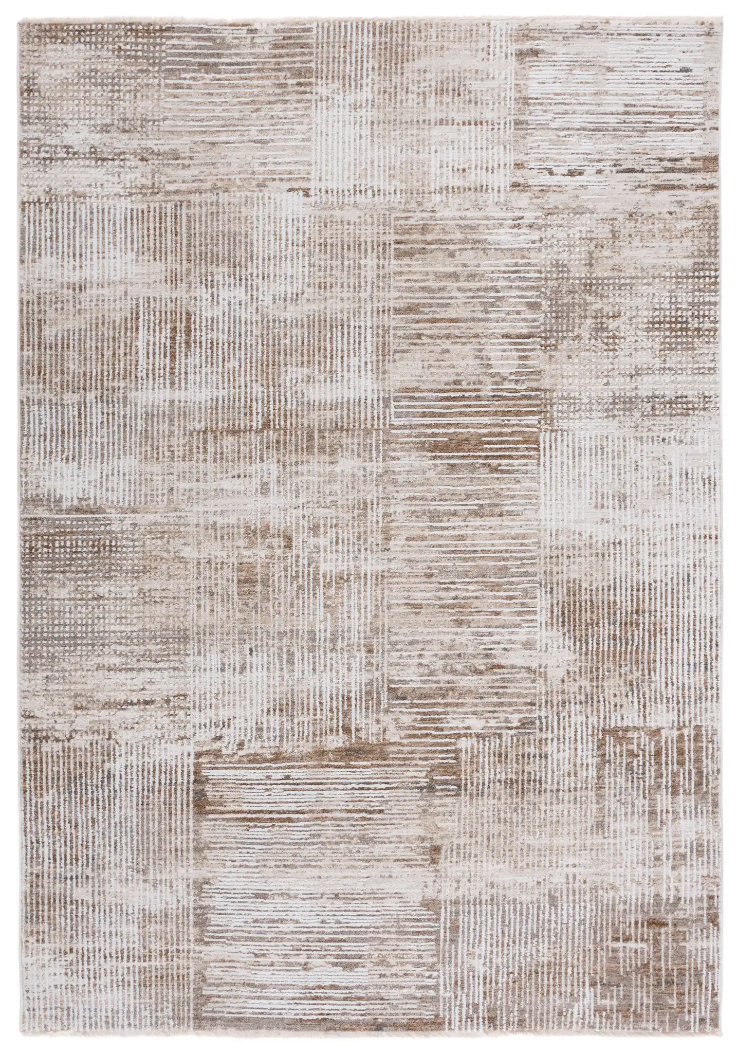 Finley Linear Patchwork Rug in Ivory / Beige