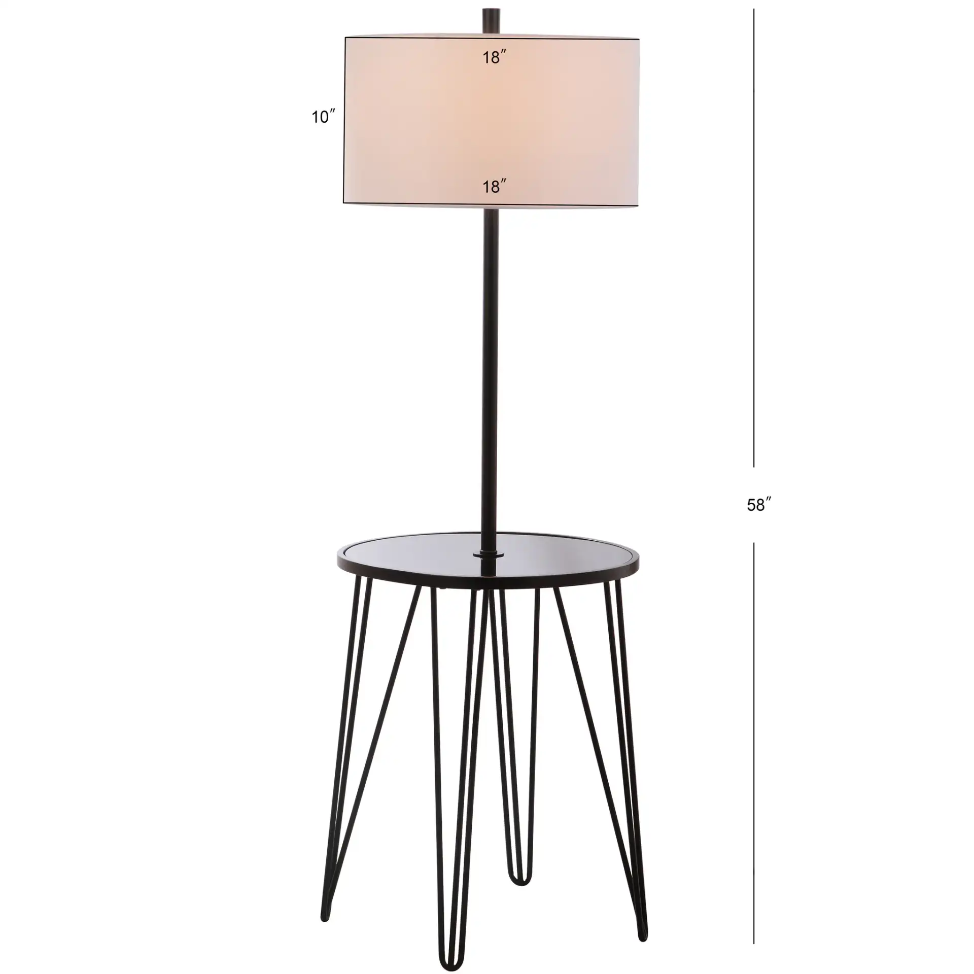Ciro Floor Lamp Side Table in Black, detail view