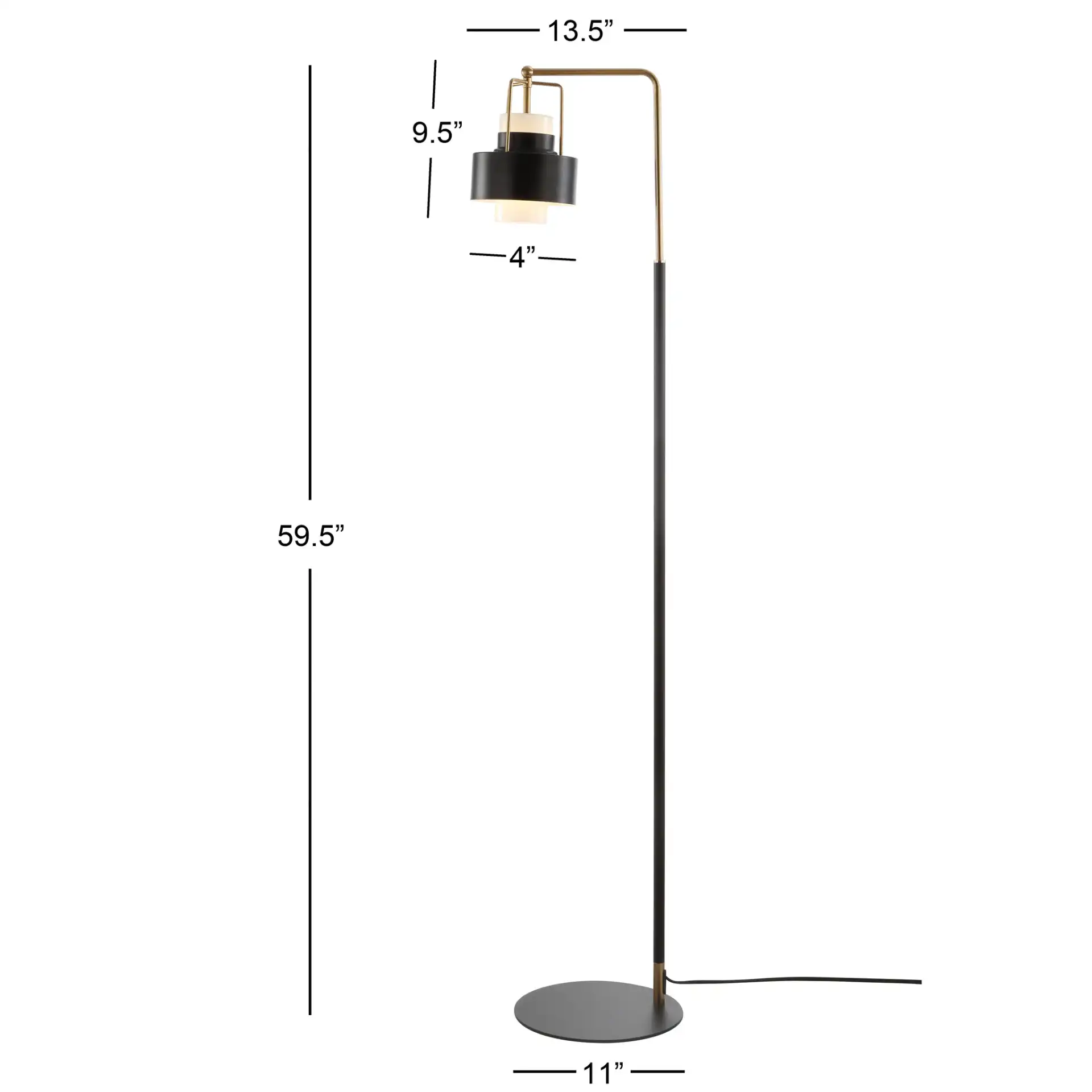 Brendon Floor Lamp in Black / Brass, detail view