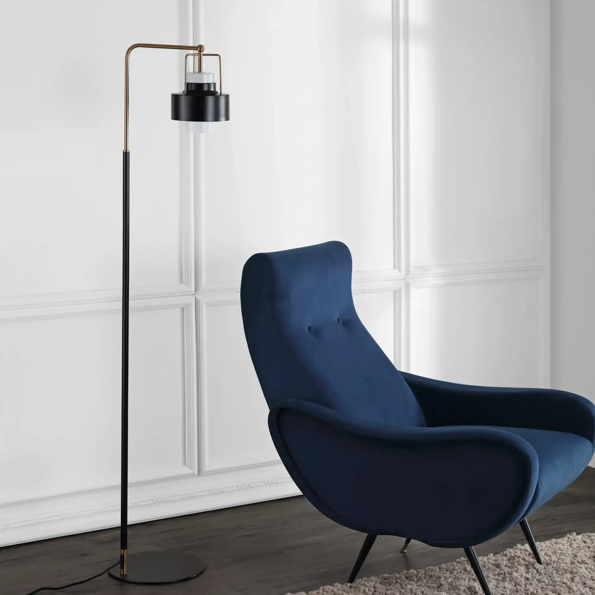 Brendon Floor Lamp in Black / Brass in a styled room