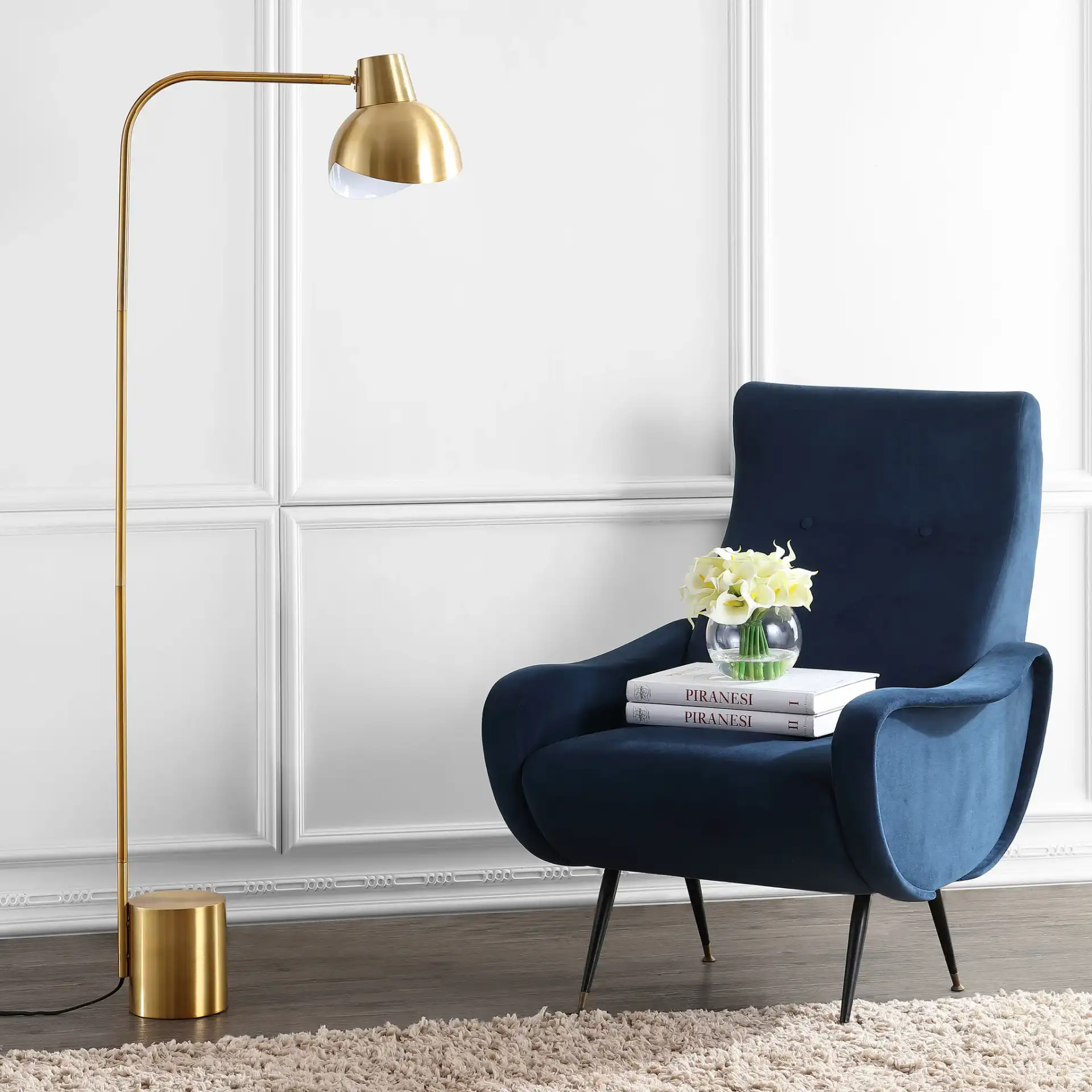 Violetta Floor Lamp in Gold in a styled room