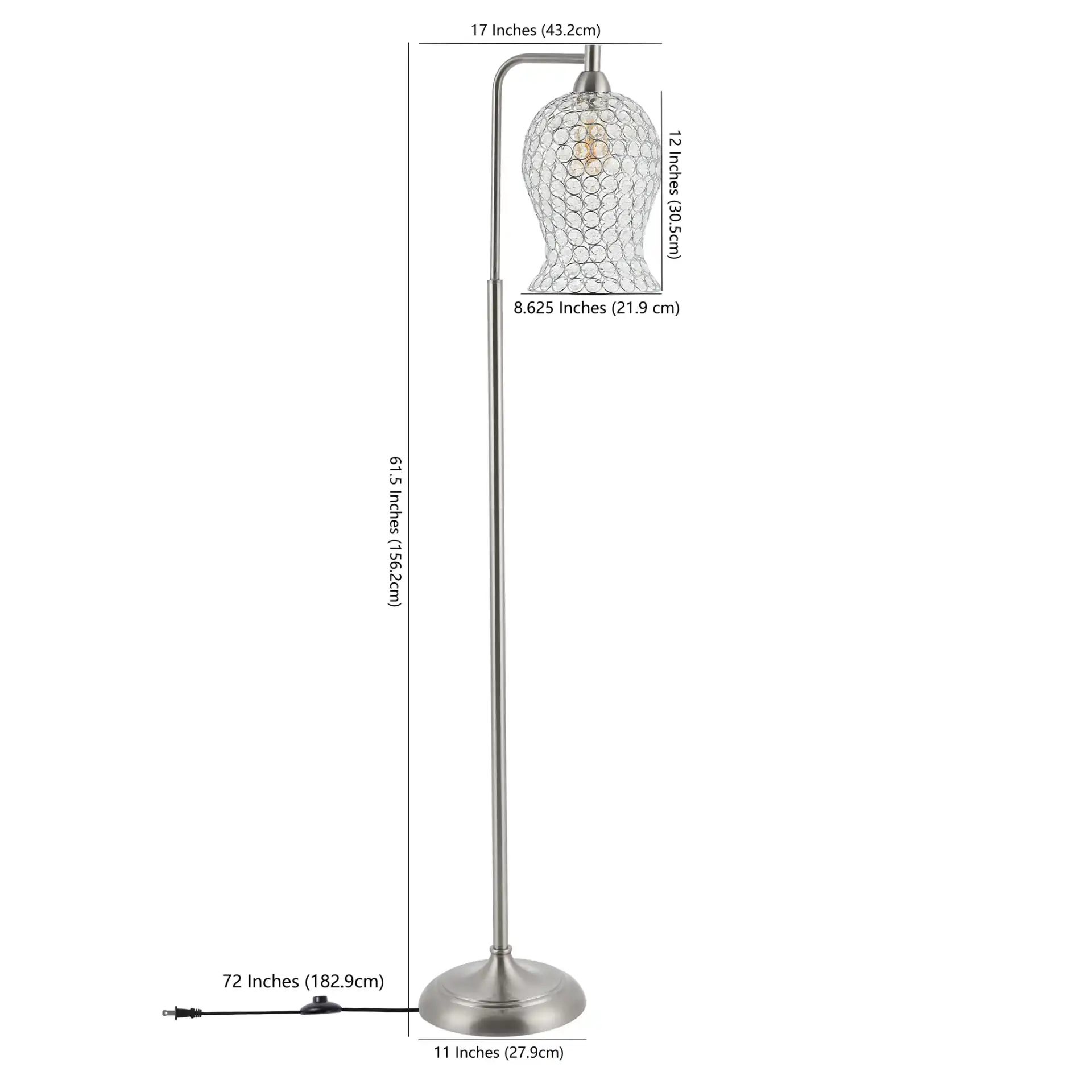 Izzy Floor Lamp in Nickel, detail view