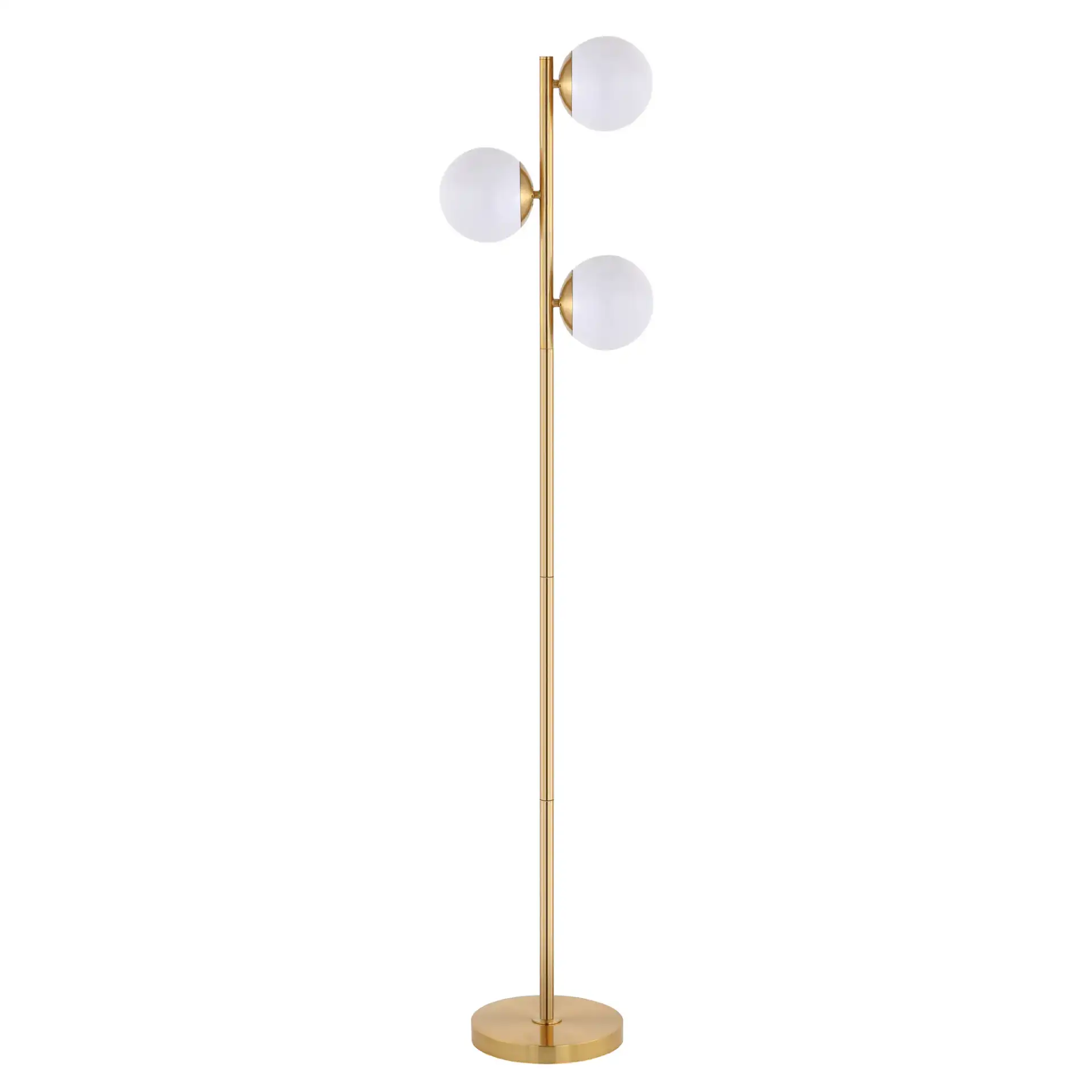 Devlyn Three-Light Floor Lamp in Gold, detail view