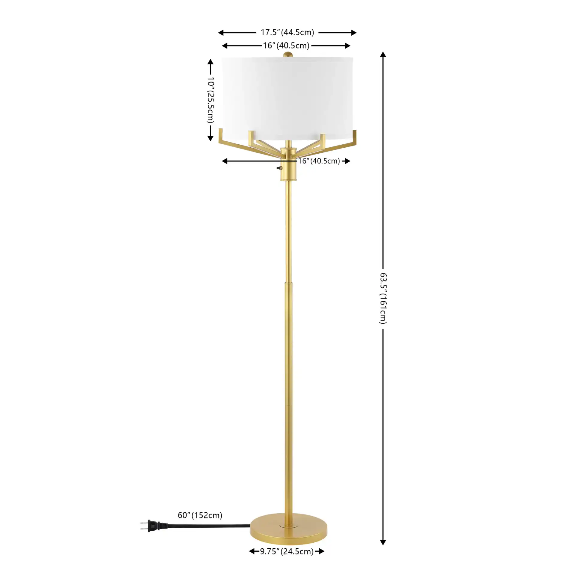 Elaria Floor Lamp in Gold, detail view