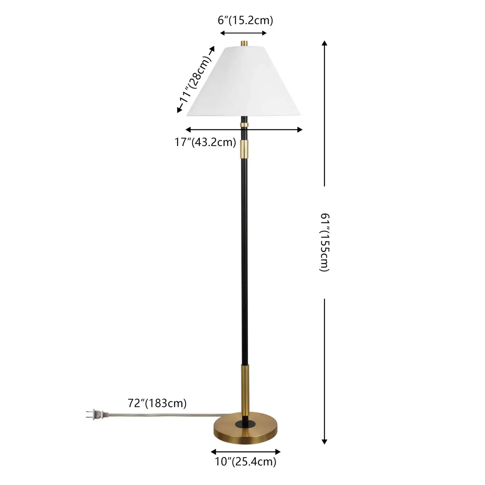 Naora Floor Lamp in Brown / Brass, detail view