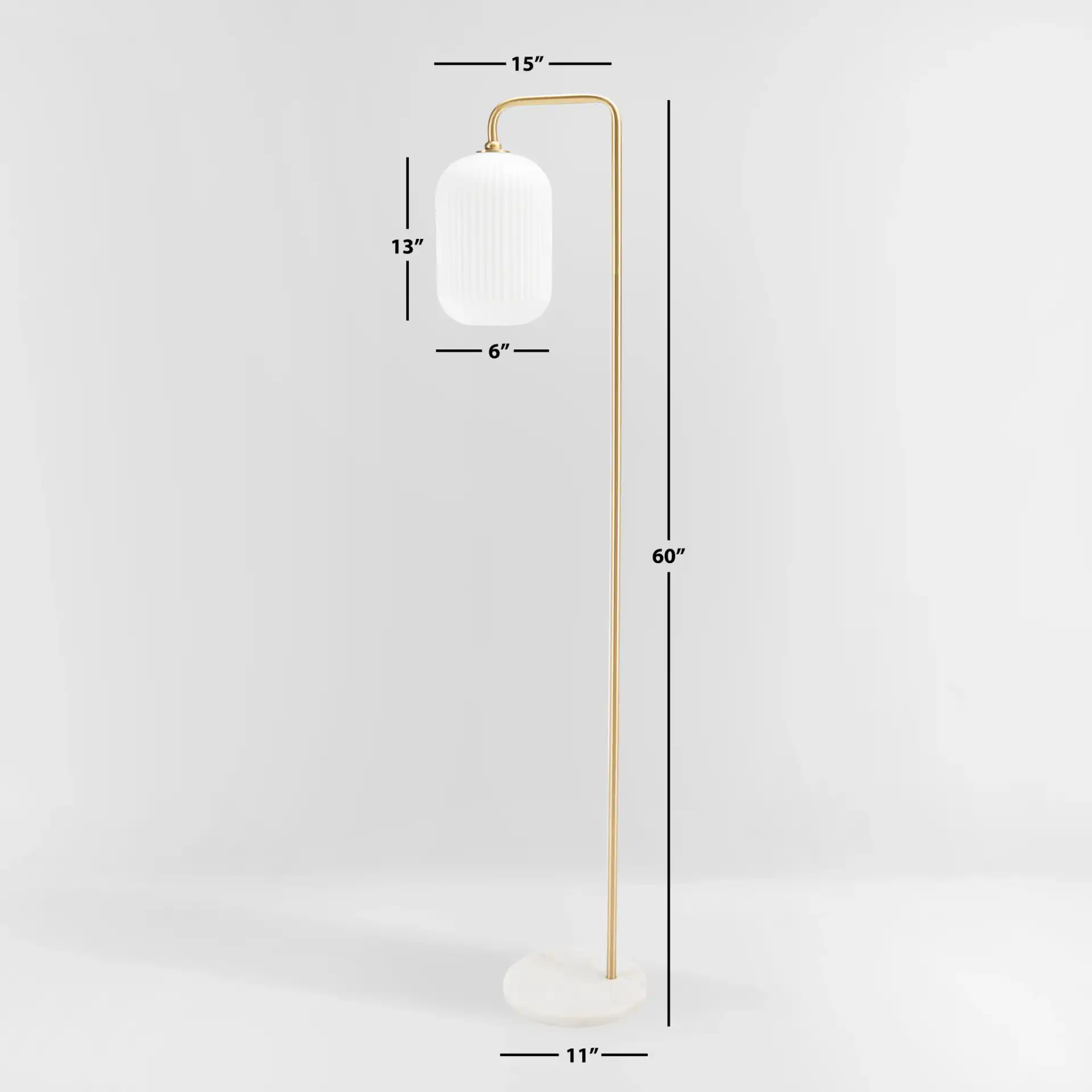Santina Floor Lamp in Gold / White Marble, detail view