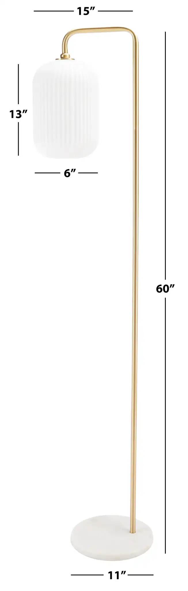 Santina Floor Lamp in Gold / White Marble, detail view