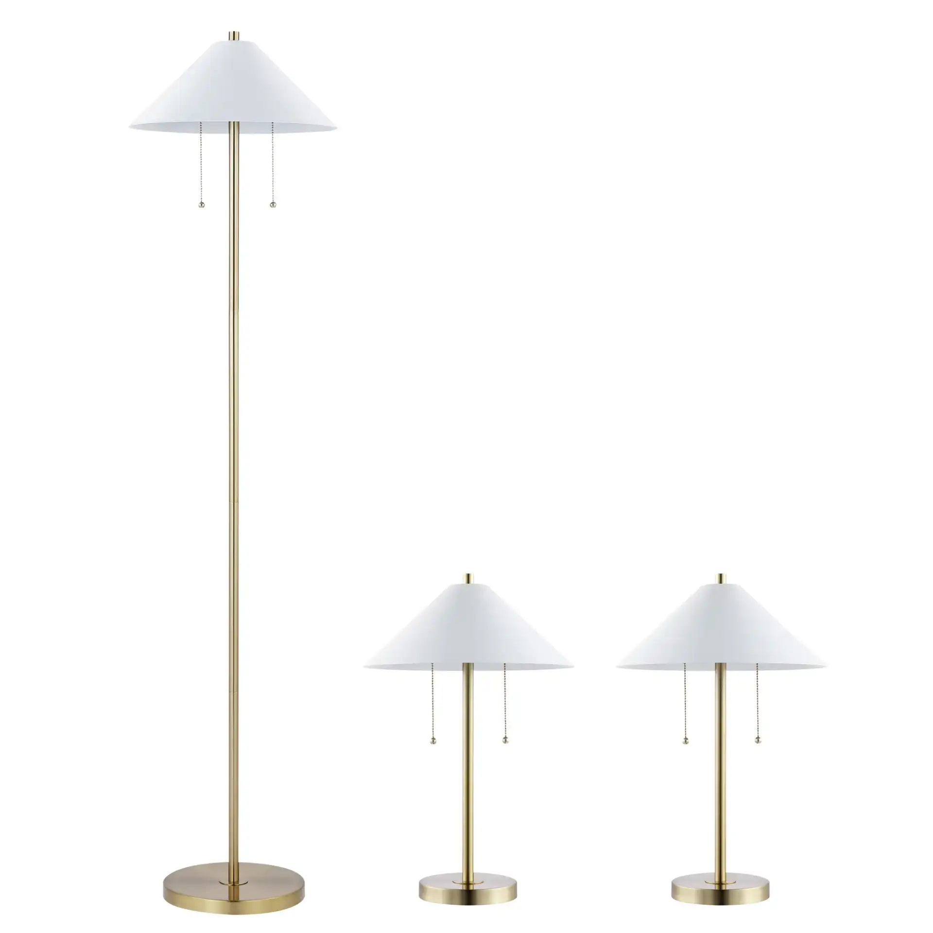 Prisma Three-Piece Floor And Table Lamp Set in Brass Gold, detail view