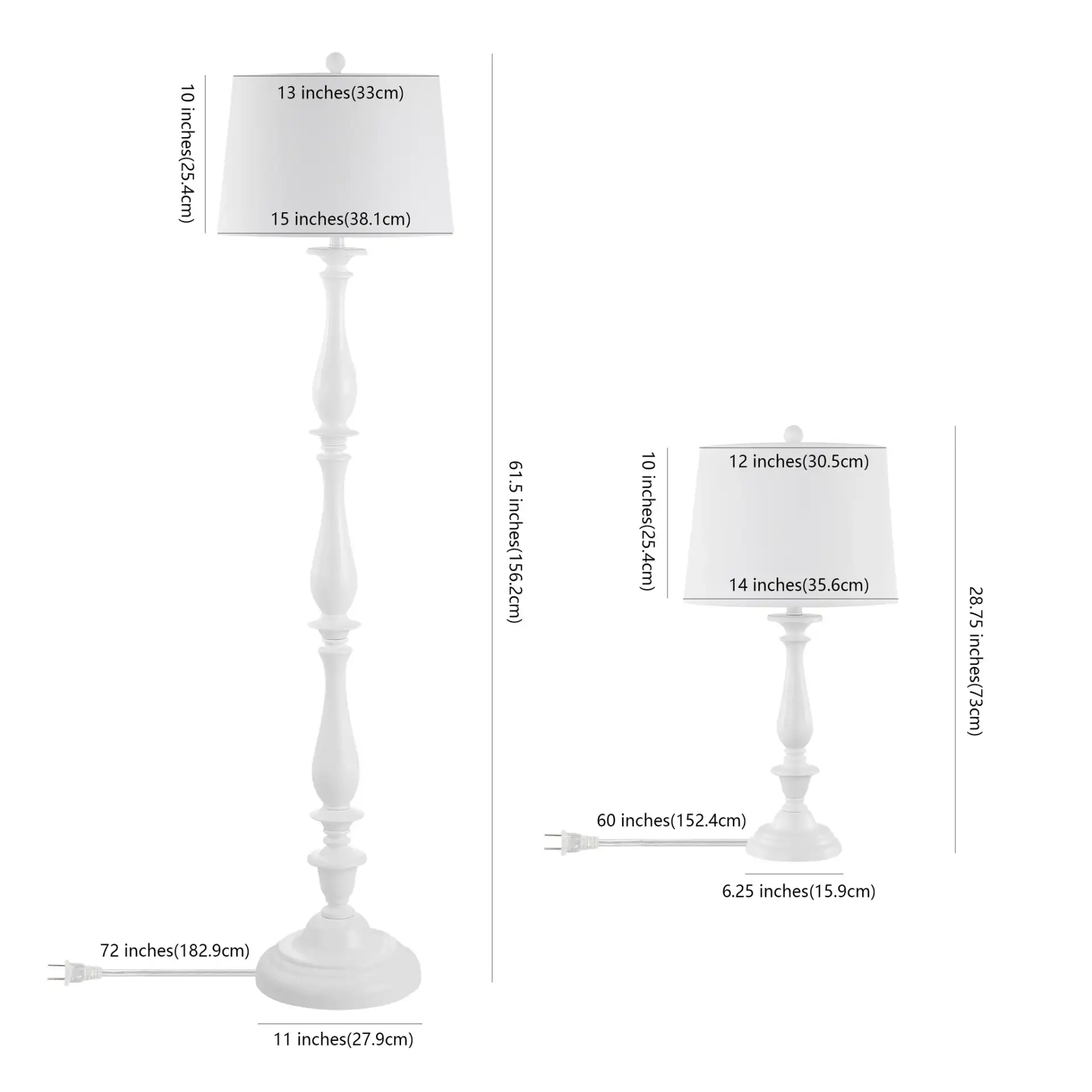 Bessie Three-Piece Floor And Table Lamp Set in White, detail view