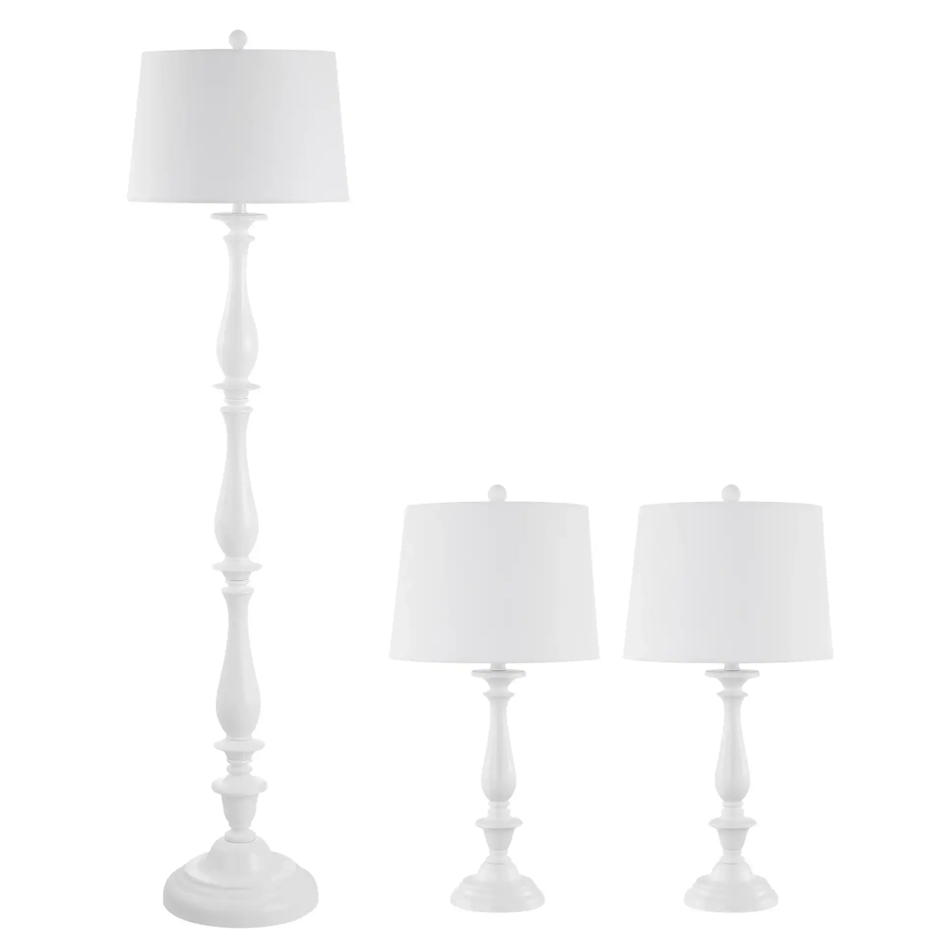 Bessie Three-Piece Floor And Table Lamp Set in White, detail view