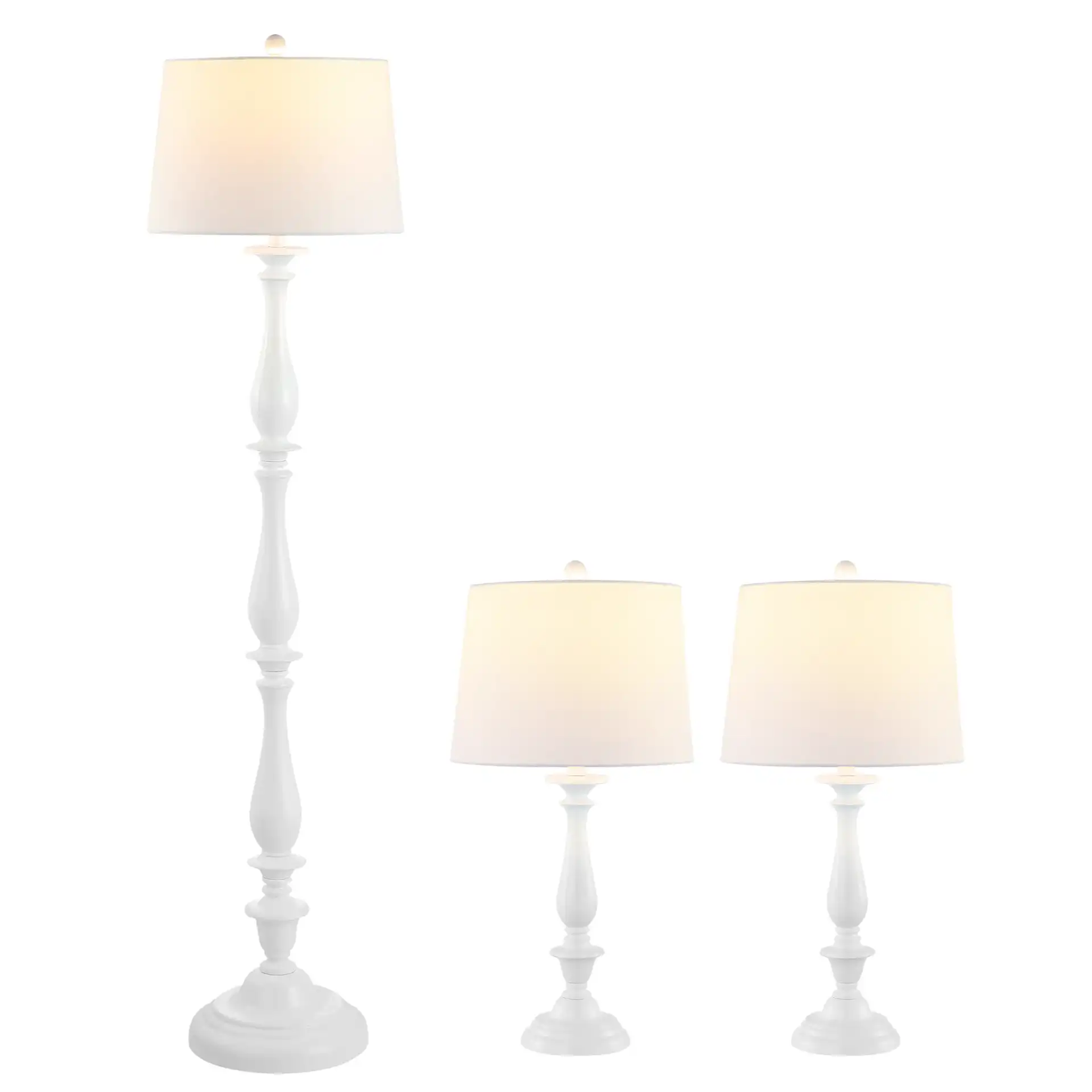 Bessie Three-Piece Floor And Table Lamp Set in White