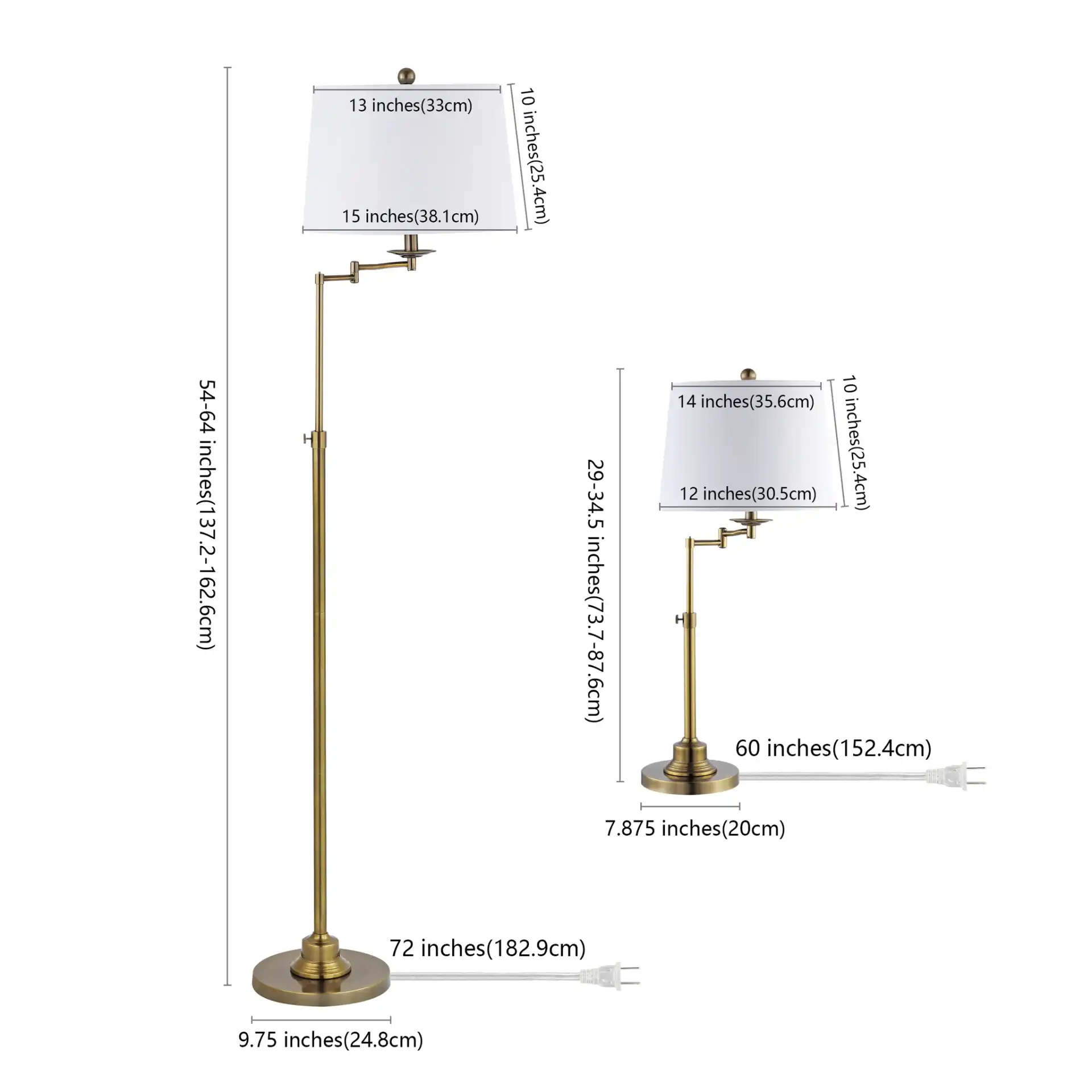 Nadia Floor And Table Lamp Set (Set of 3) in Brass Gold, detail view