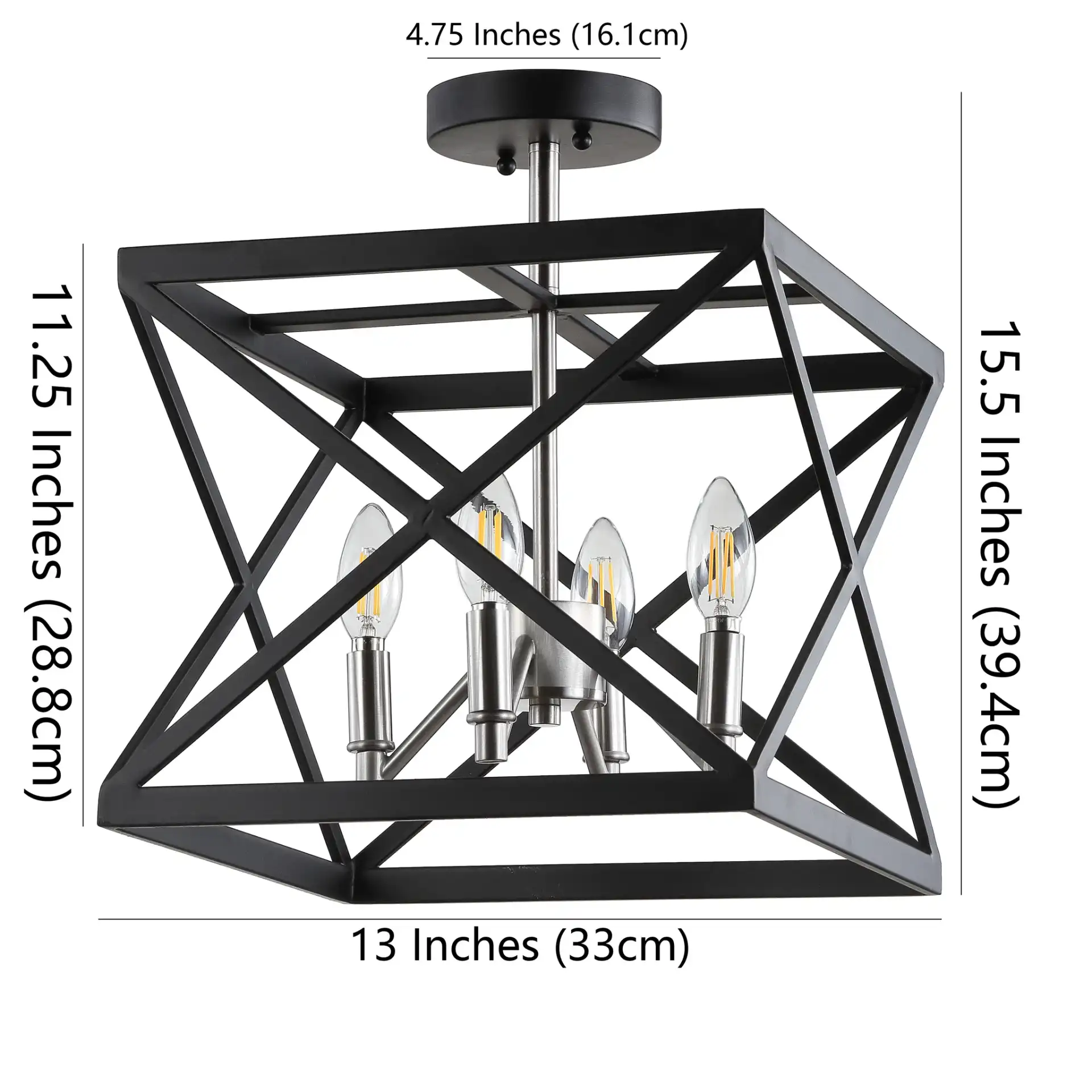 Matias Flush Mount in Black, detail view