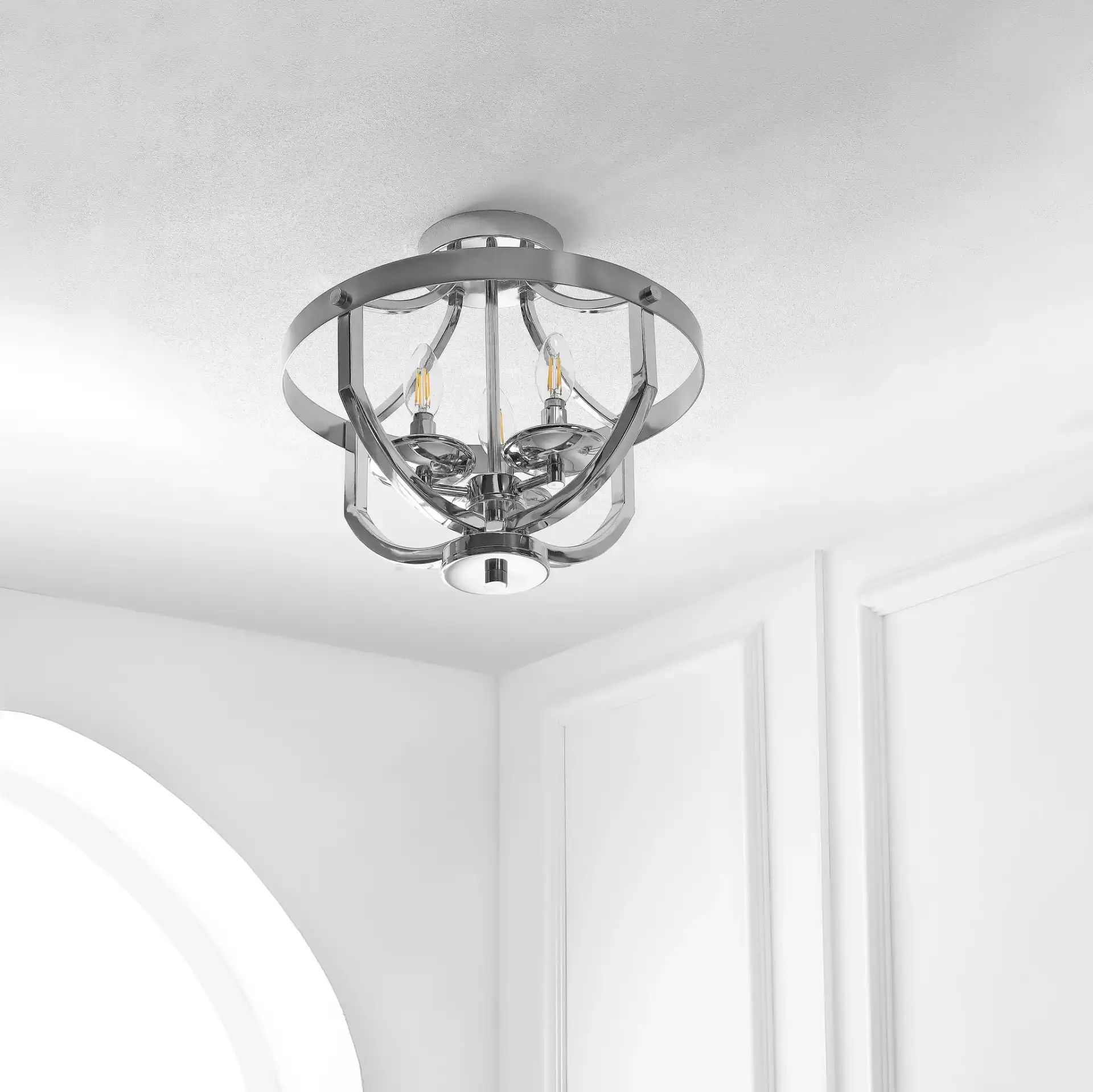 Vanda Flush Mount in Assorted in a styled room