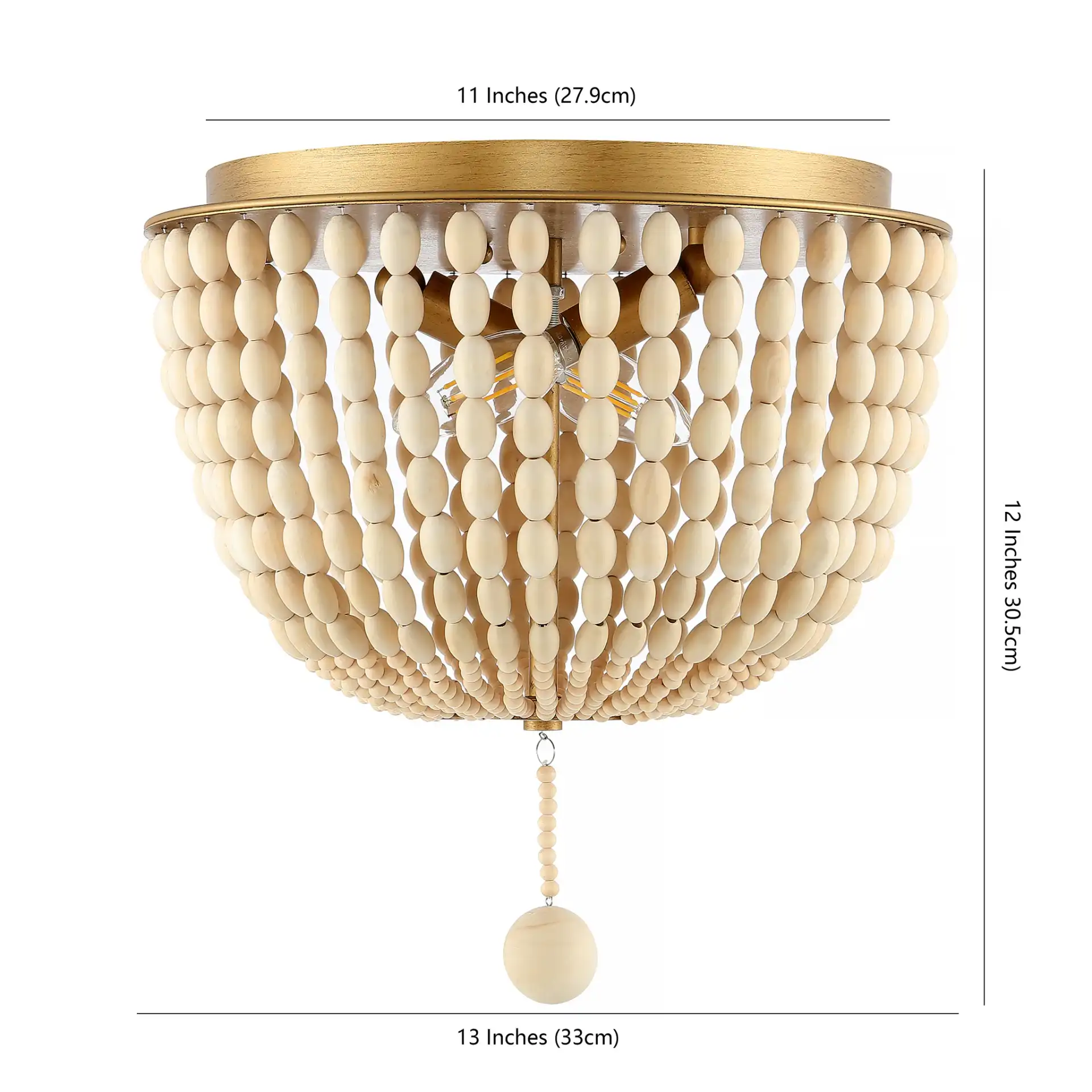 Loris Two-Light Flush Mount in Cream, detail view