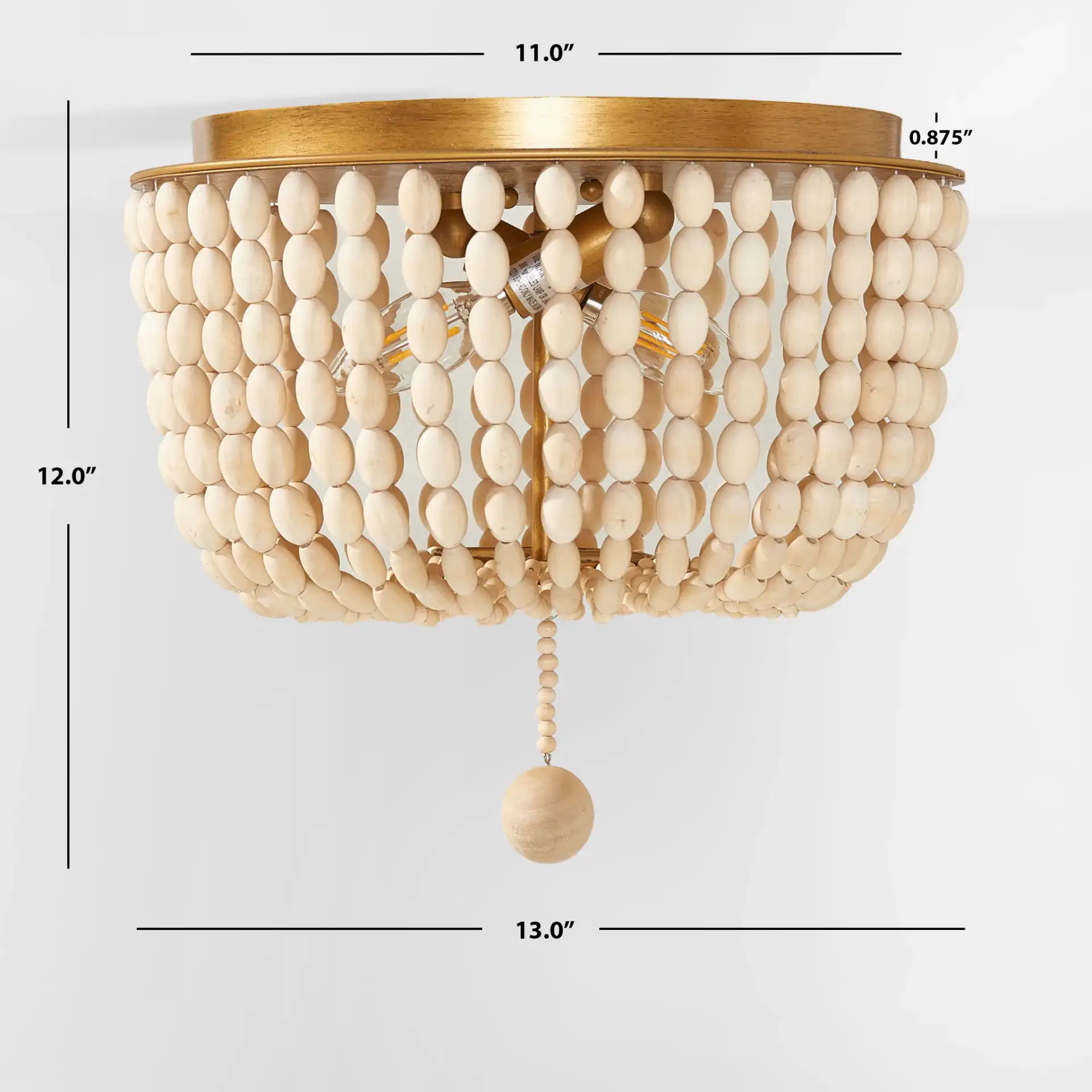 Loris Two-Light Flush Mount in Cream, detail view